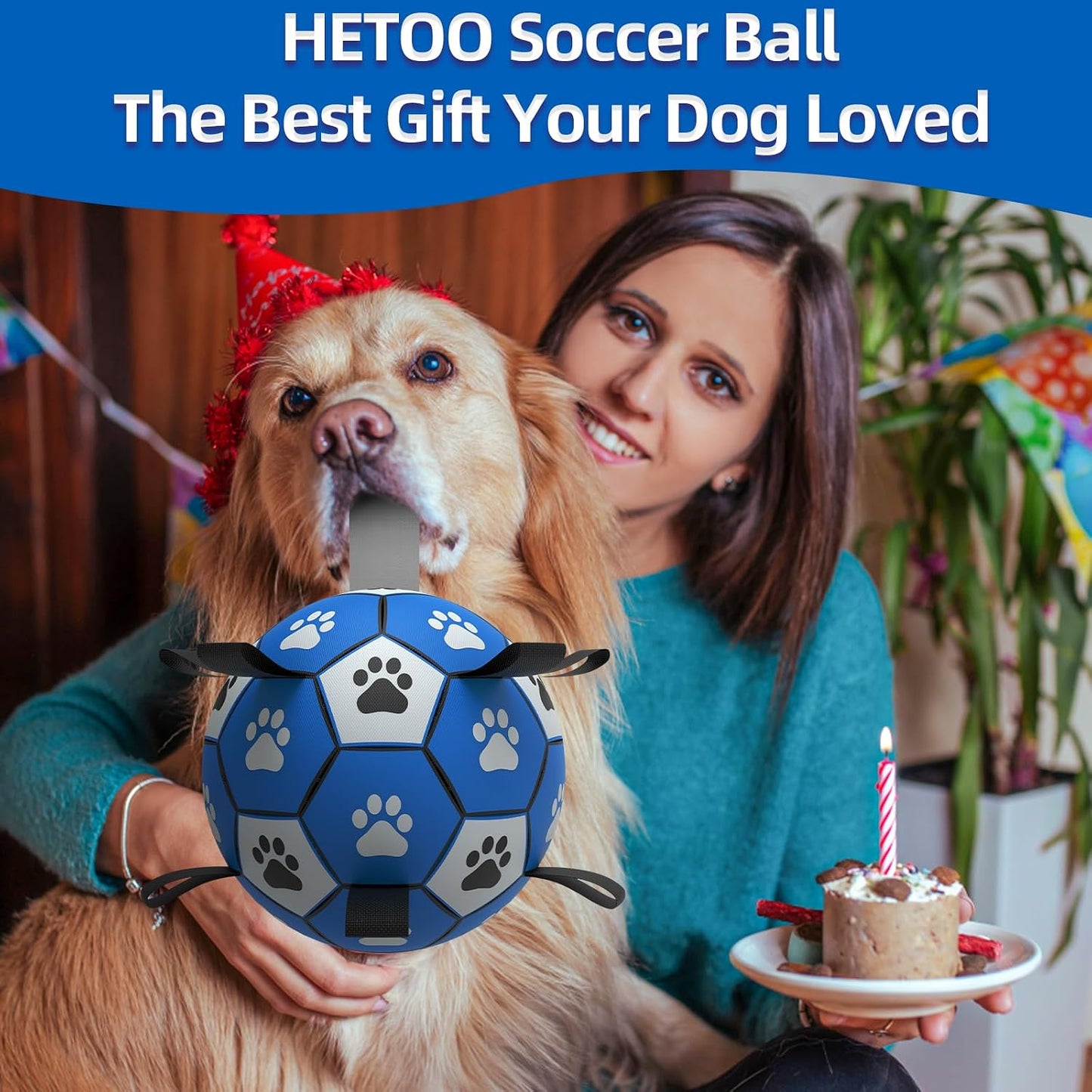 Interactive Dog Football Toy with Webbing - Durable Water Ball for Small to Medium Breeds