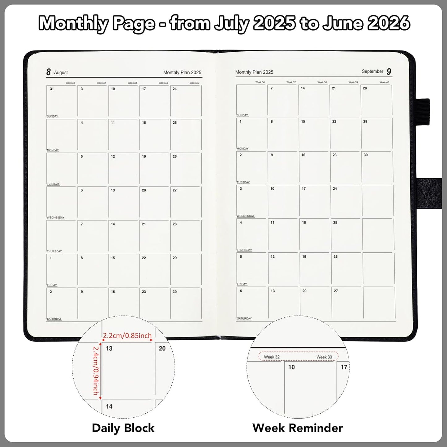 Academic Diary 2025-2026 A5 Page A Day, 12 Month Mid Year Daily Diary From July 2025 to June 2026, Day Per Page Daily Planner