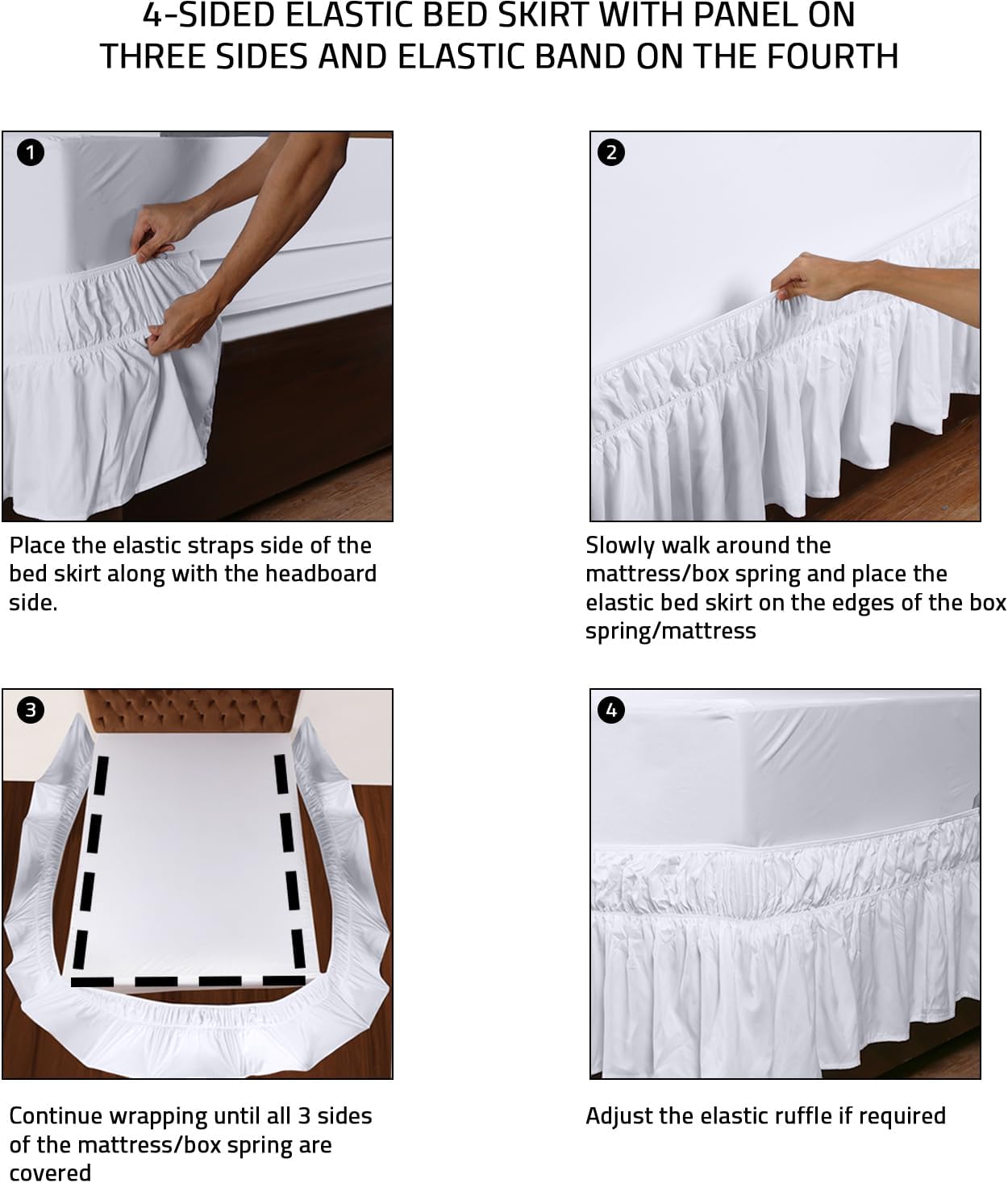 Valance Sheet - Easy Wrap Around Elastic Bed Skirt - Soft Brushed Polyester Microfiber Bed Ruffle