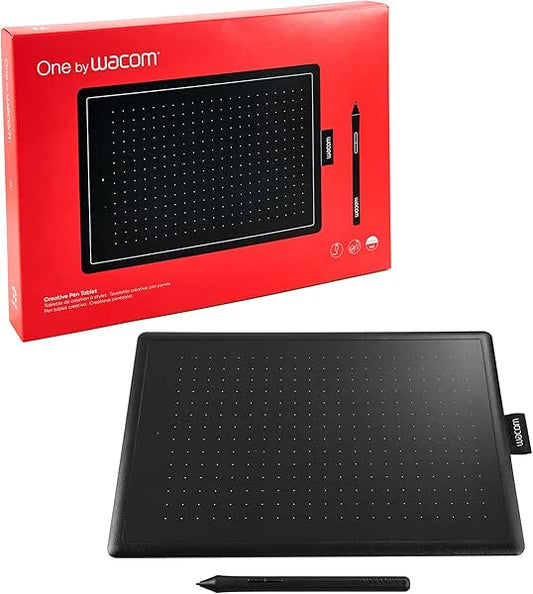 One by Wacom Medium – Drawing Tablet with Pen, Stylus Battery-free & Pressure-sensitive, Compatible with Windows & Mac, Perfect Tablet for Drawing, Graphics, Remote Working or Home Schooling
