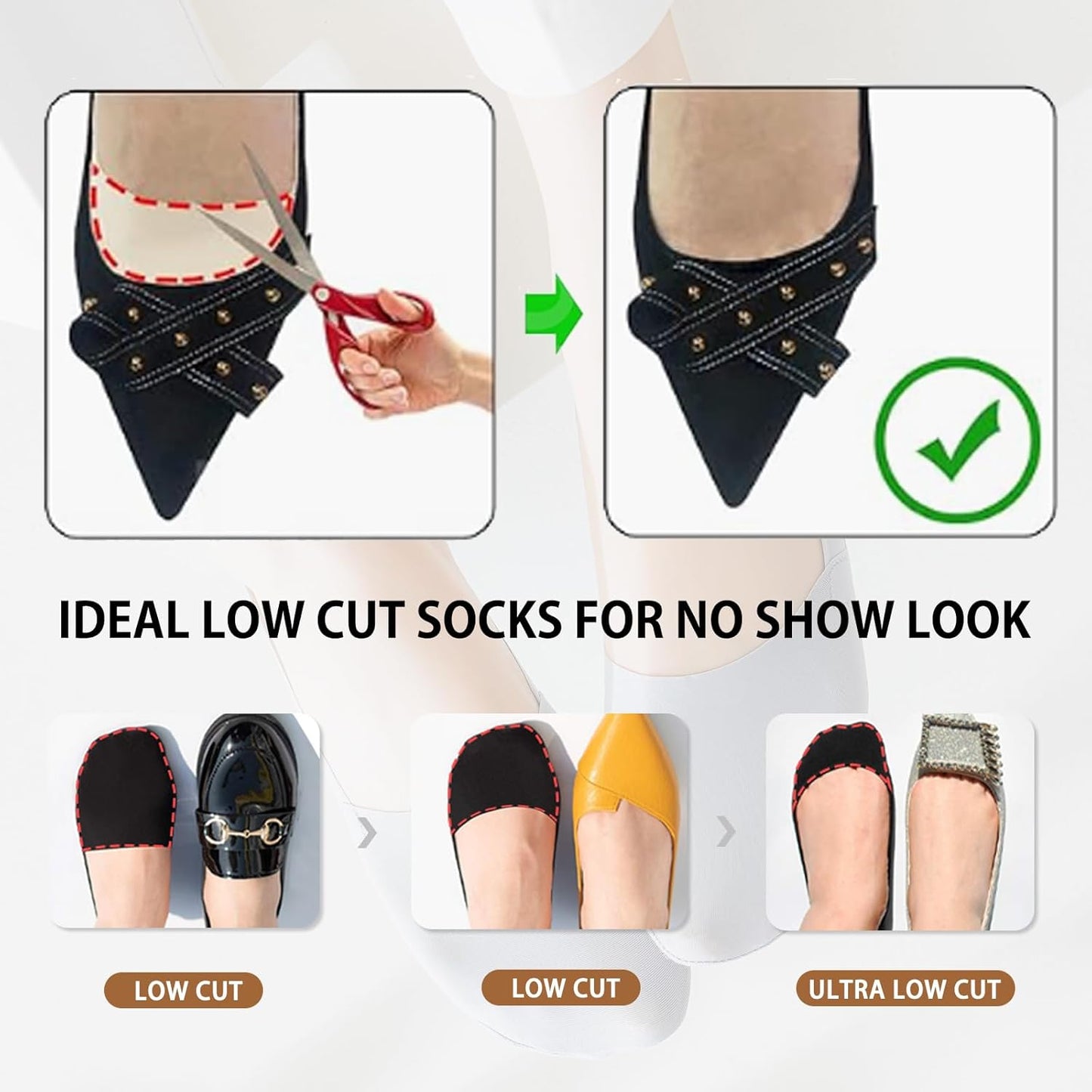 6 Pairs Invisible Non -Slip Woman Short Socks Low Cut Liners & Ankle Socks