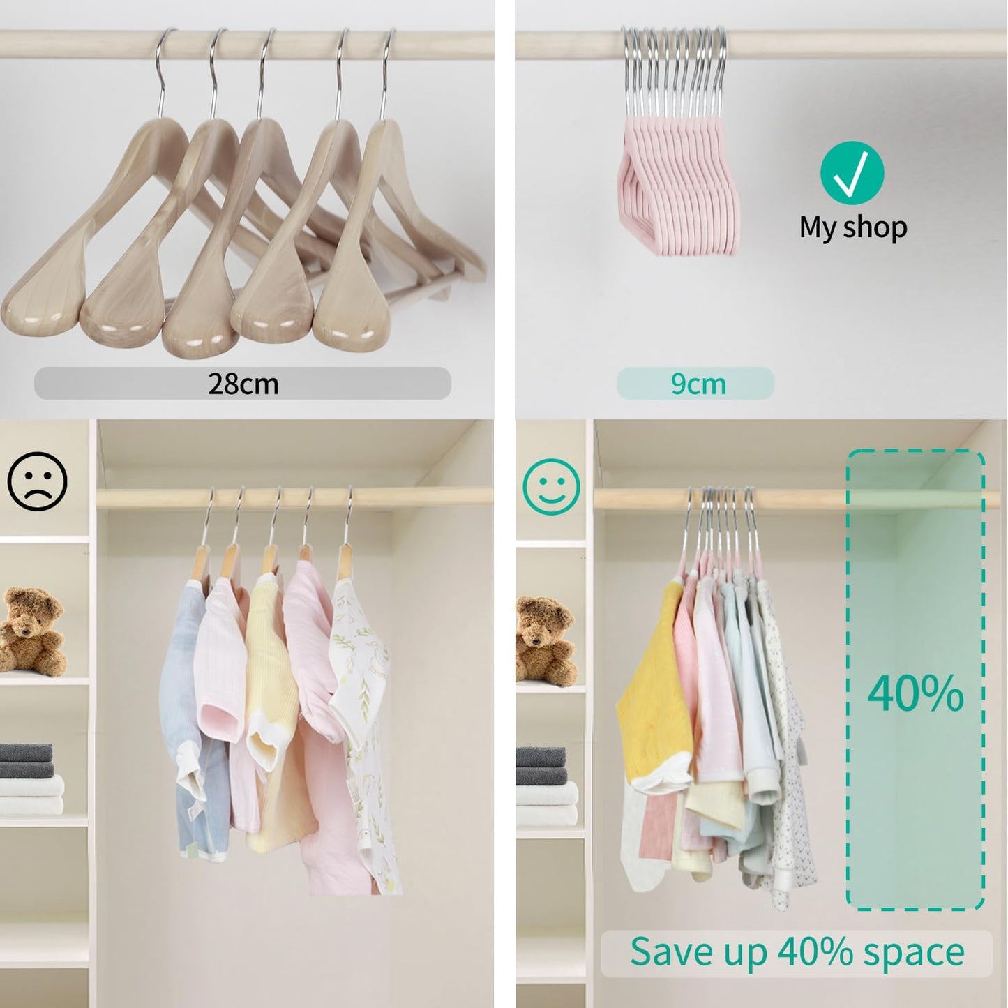 Baby Velvet Hanger 30 Packs,Kids Coat Hangers with Notched Design, Ultra-Thin Space Saving children's hangers, 360 Degree Swivel Hooks,Non-Slip Toddler Children's Hangers (Pink)