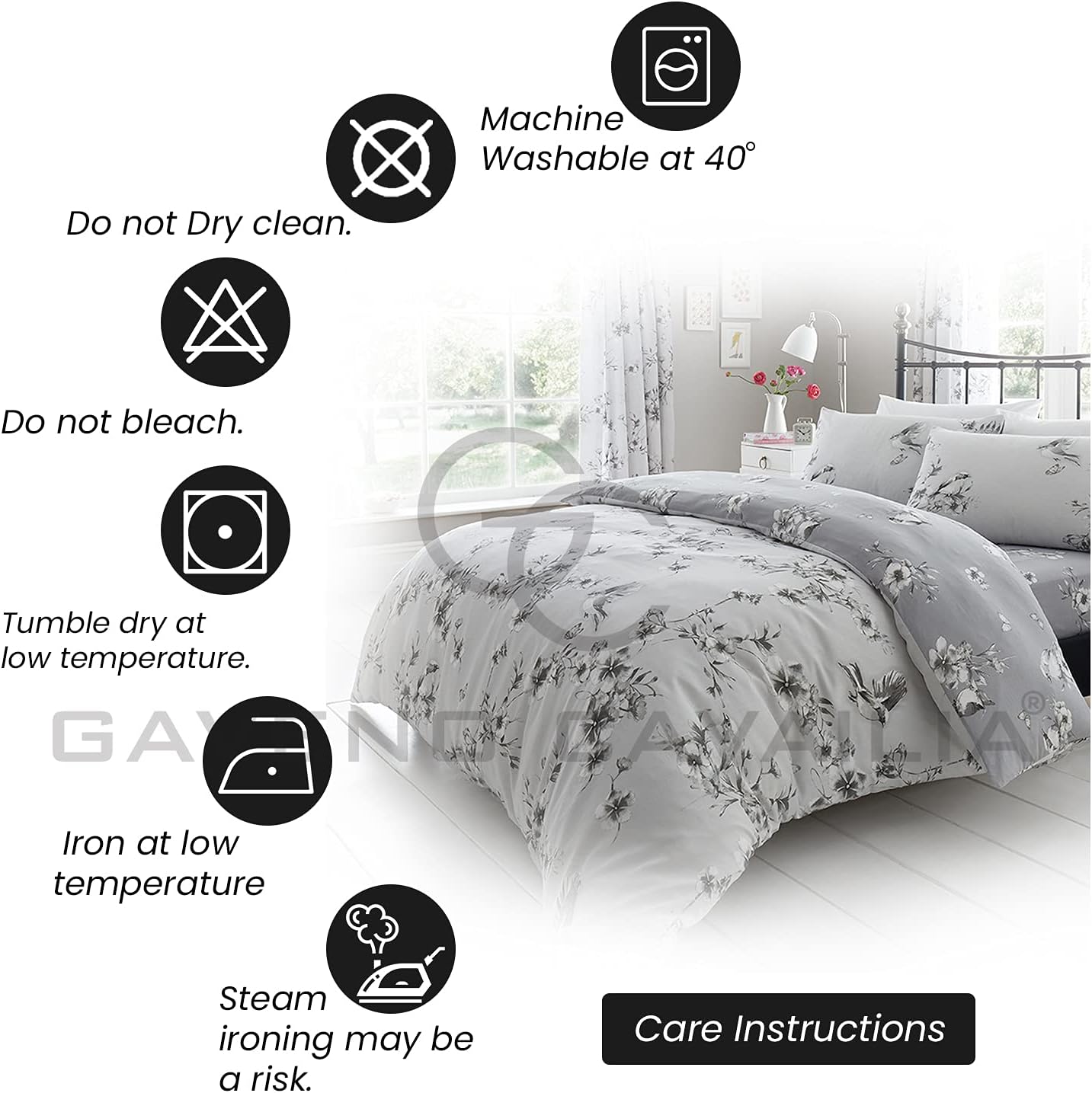 Duvet Cover With Pillow Cases - Polycotton Quilt Cover - Bedding Set King Size- Grey