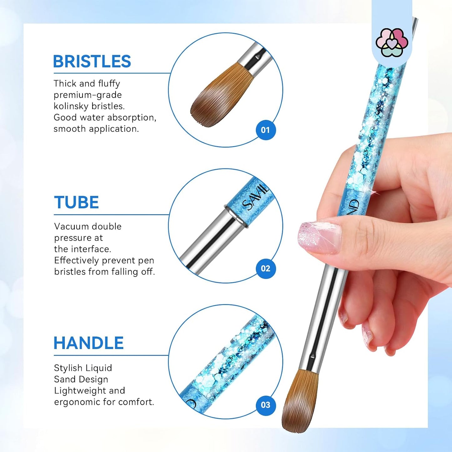 Acrylic Nail Brush Set with Synthetic Bristles