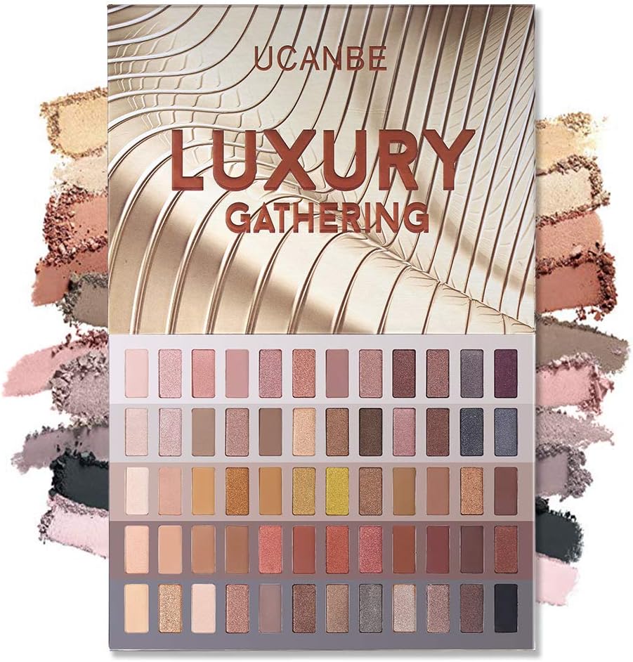 Pro Nude Eyeshadow Makeup Palette - Highly Pigmented 60 Colors Shimmer & Matte Eye Shadow - Warm Neutral Bronze Natural Powder Make up Pallet