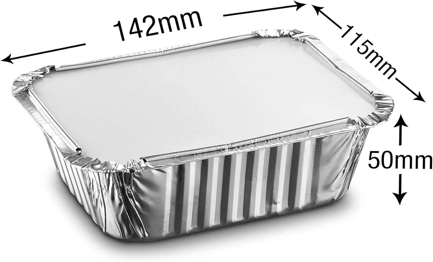 50 Small Aluminum Foil Trays Containers with Paper Lids 500ml | Great for Meal Prep Baking Food Storage Takeaway Tins | by Caterserve
