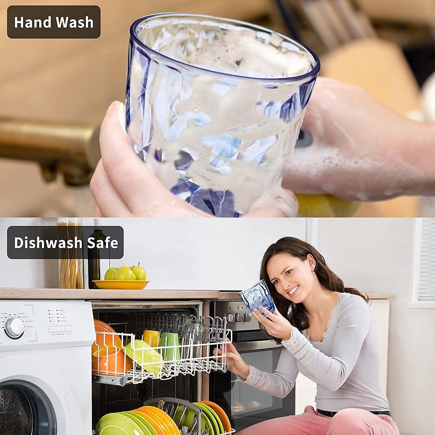 4 Pack Plastic Tumblers 380ml Plastic Acrylic Drinking Tumblers, 13 Oz Reusable Water Cups Stackable Glasses Cocktail Glasses for Everyday Use, Portable Water Tumblers for Picnic Party Camping