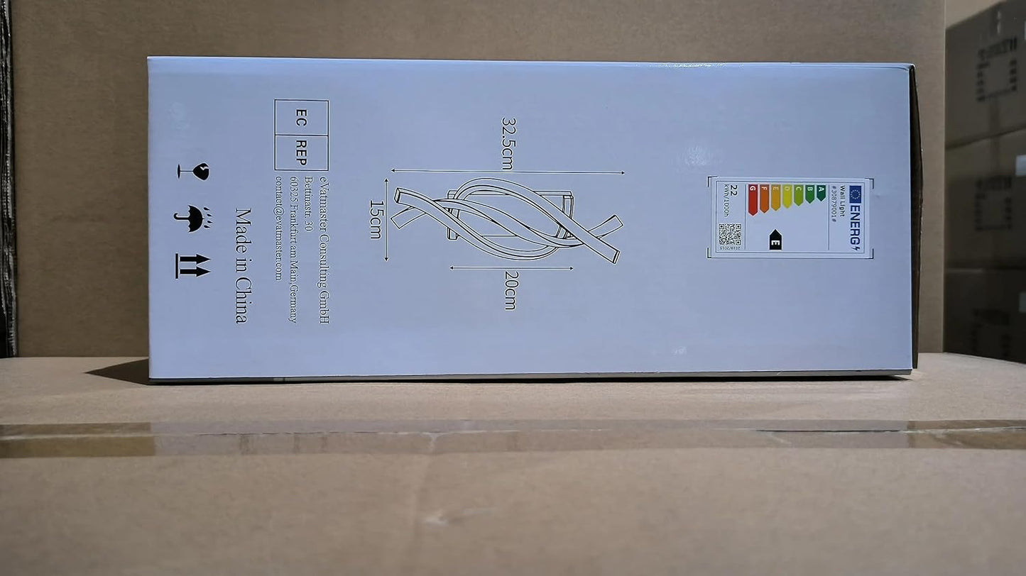 Modern LED Wall Light with 2 LED Strips, Curved Design Wall Sconce in Acrylic