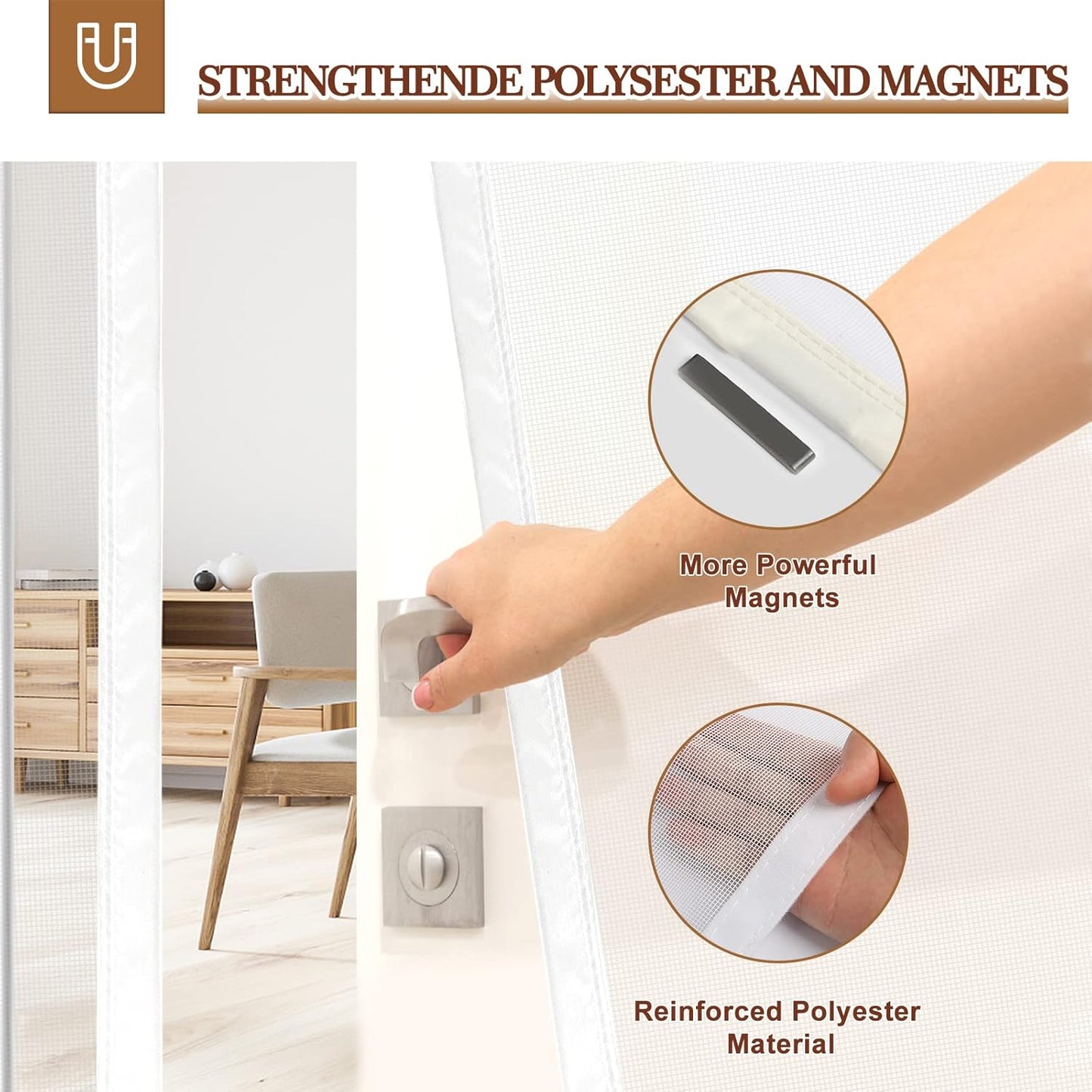 Side Opening Fly Screens for Doors, Reinforced Polyester Sewing Mosquito Net Curtain for Balcony, French, Sliding Glass Door