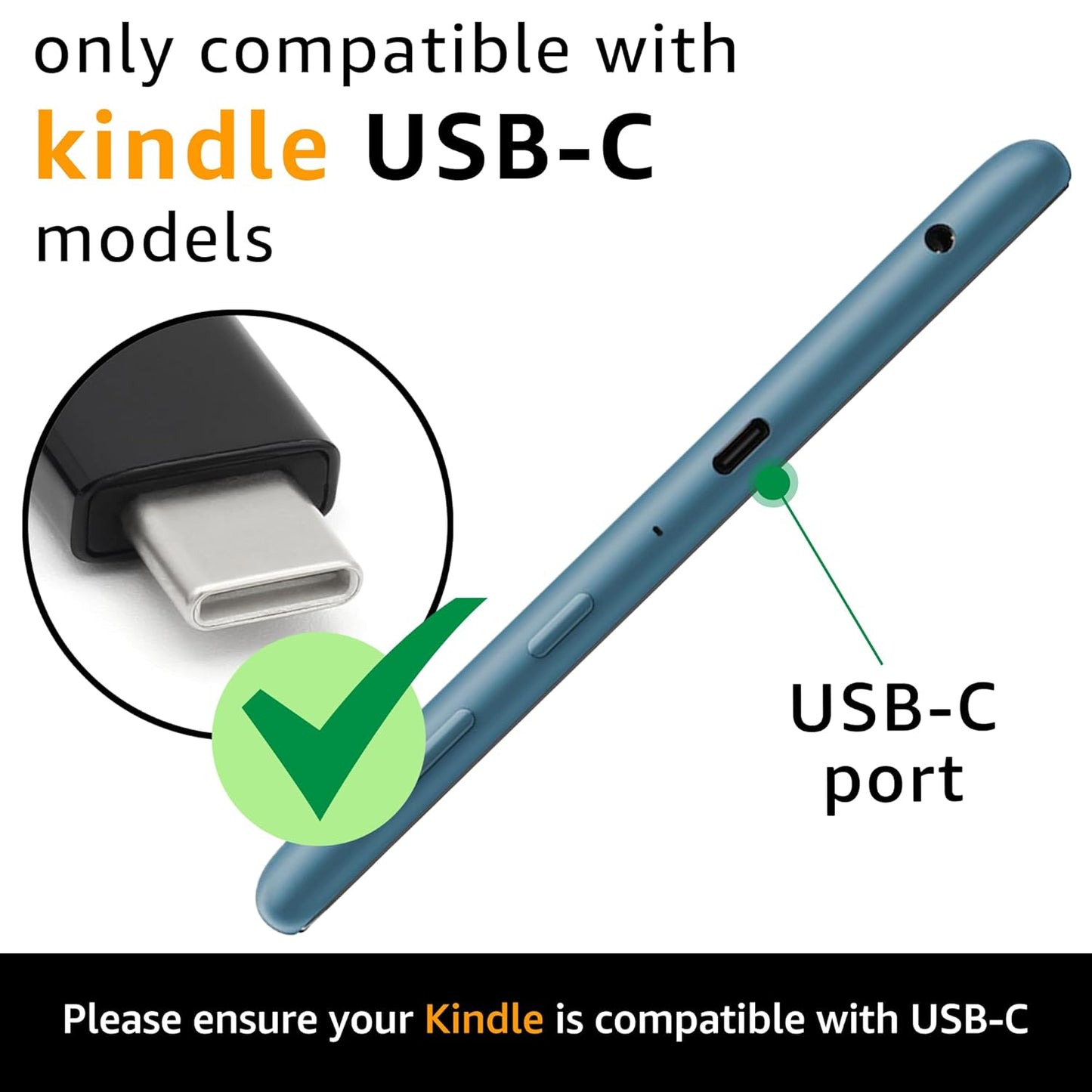 Kindle Charger Cable USB C Charging for All-new Kindle 12th Generation Paperwhite (2024 release) & Kindle Kids 11th Generation (2022)