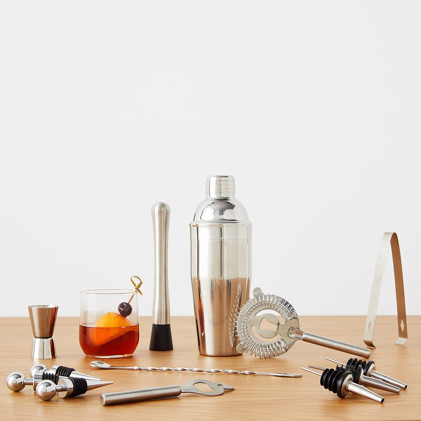 13-Piece Stainless Steel Bar Tools Set w/ 710-ml Shaker, Jigger, Muddler, Pourer