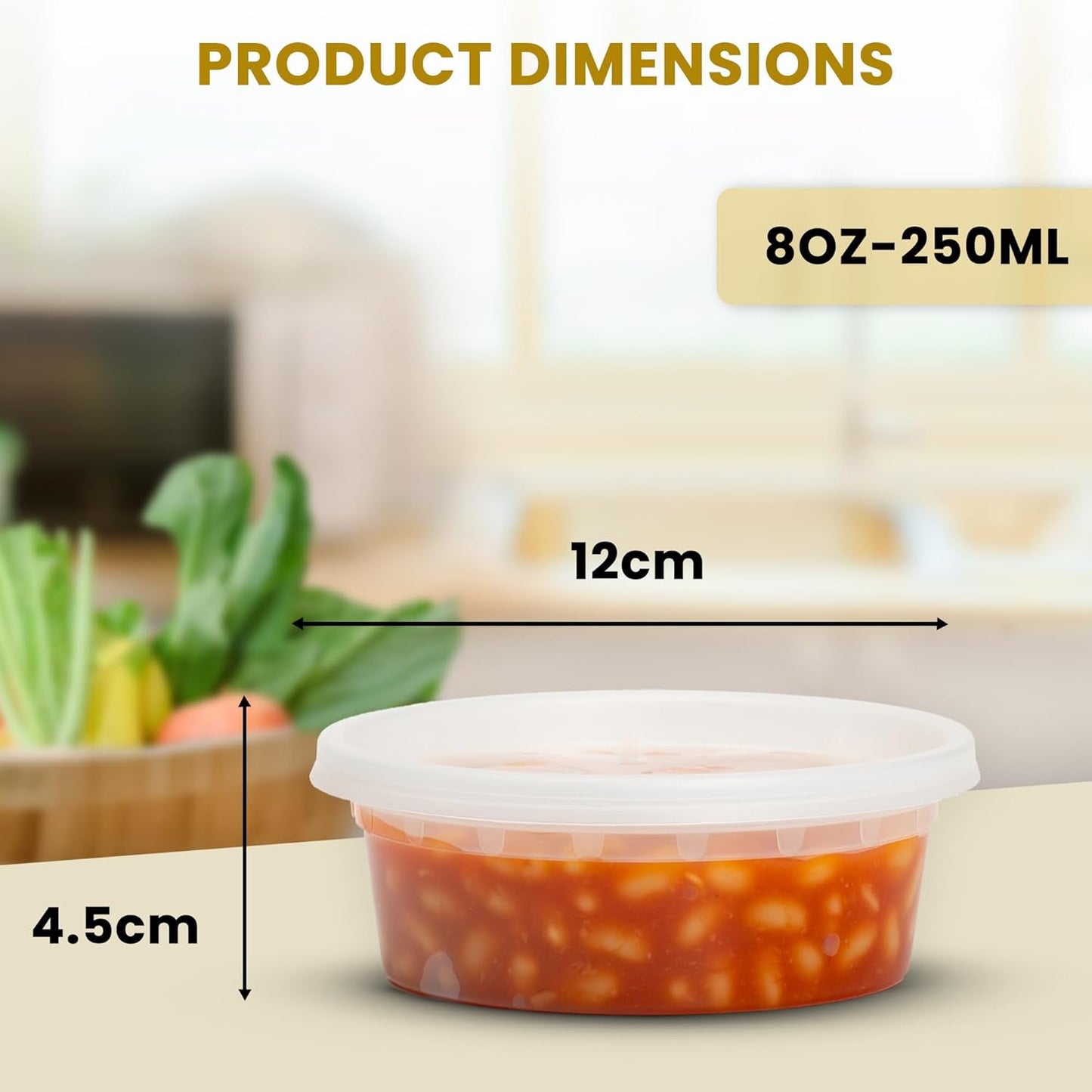 Pack of 20 Round Food Storage Soup Containers Plastic Deli Container Set with Lids Reusable Takeaway Meal - BPA Free