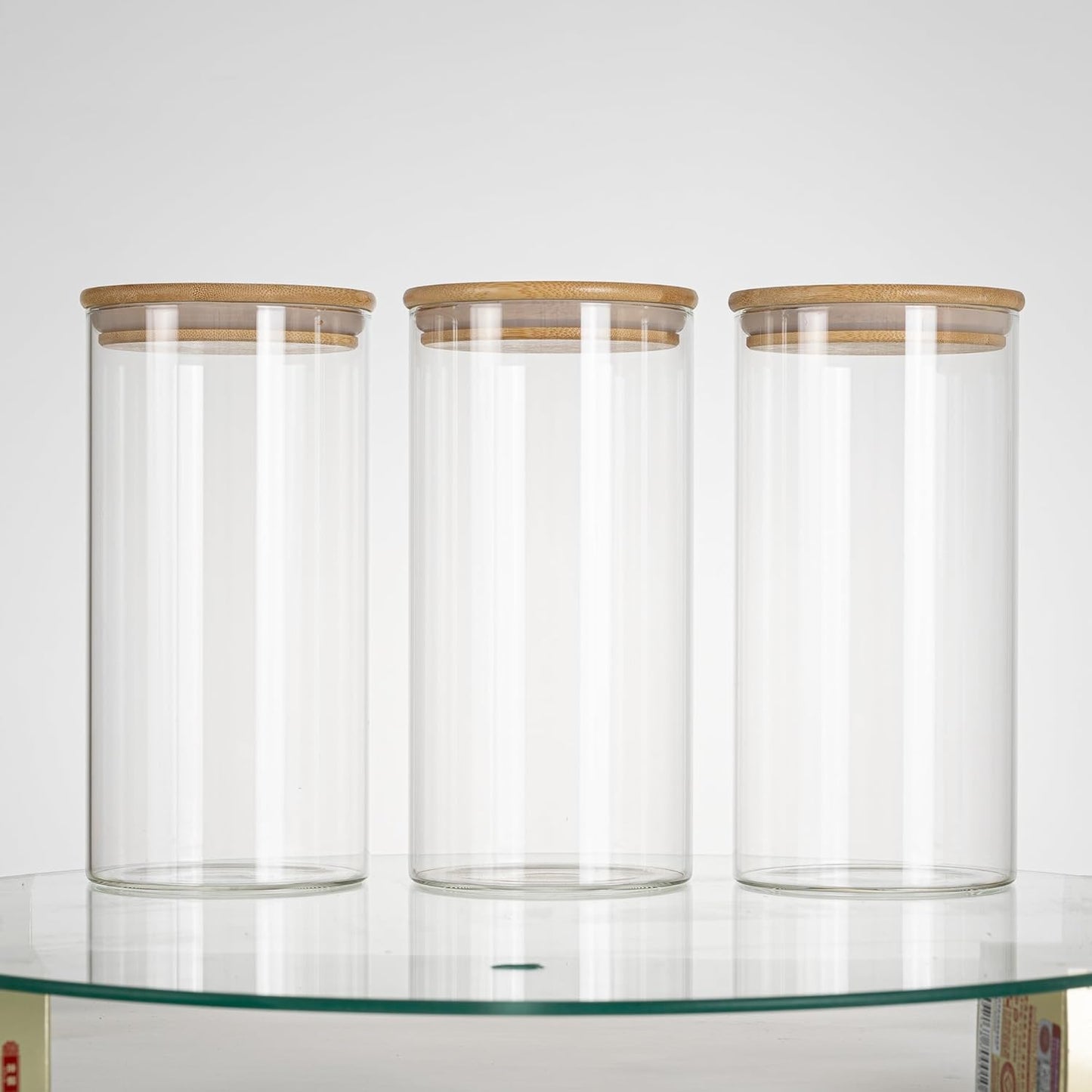 New 3pcs Glass Storage Jars for Kitchen Pasta Spices Sugar Salt and Cookies