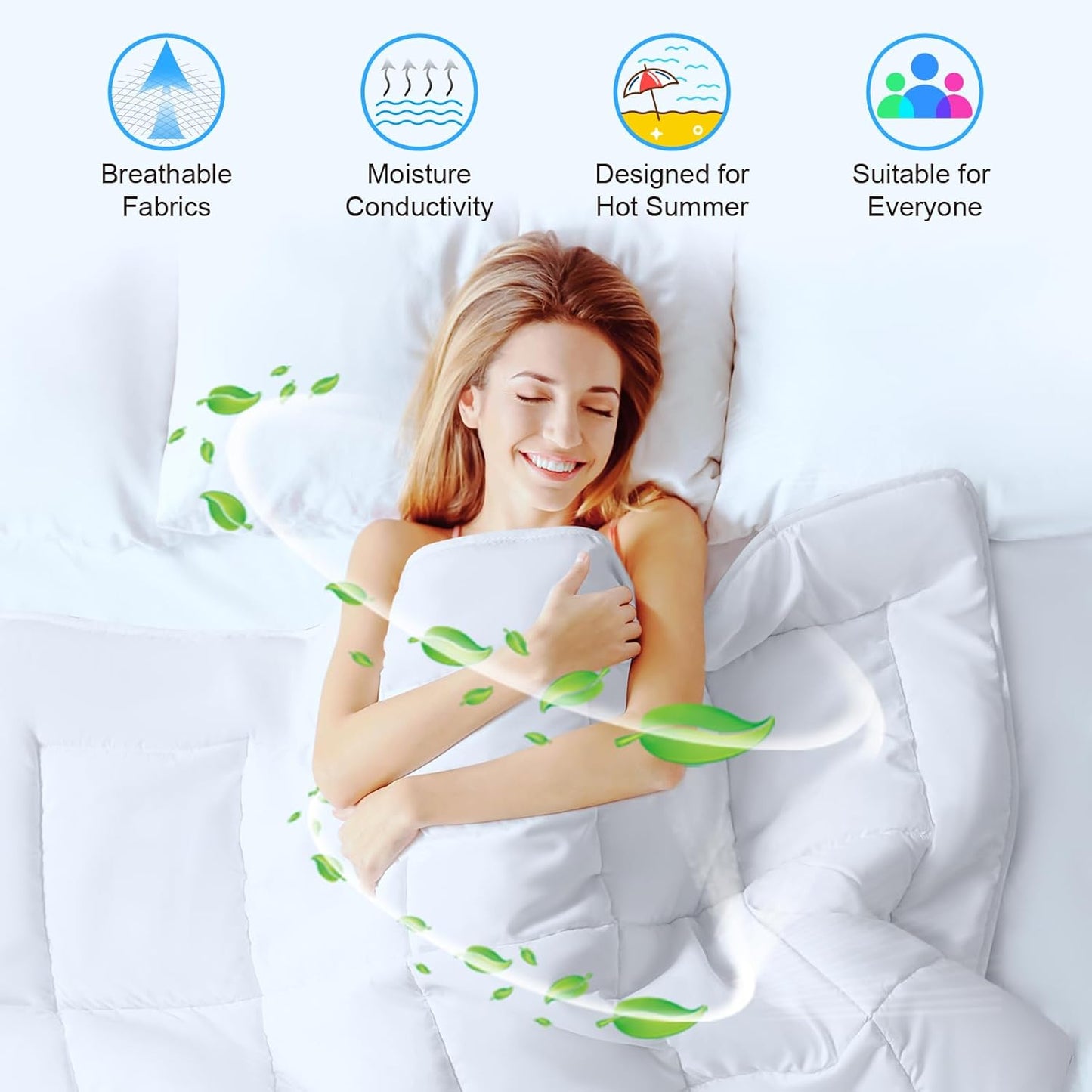 1.5 Tog Summer Duvet Single Size, Ultra Light & Thin Summer Microfiber Quilt with 100gsm Filling, Premium Soft & Lightweight for Summer, Hot Weather (1.5 Tog - Single)