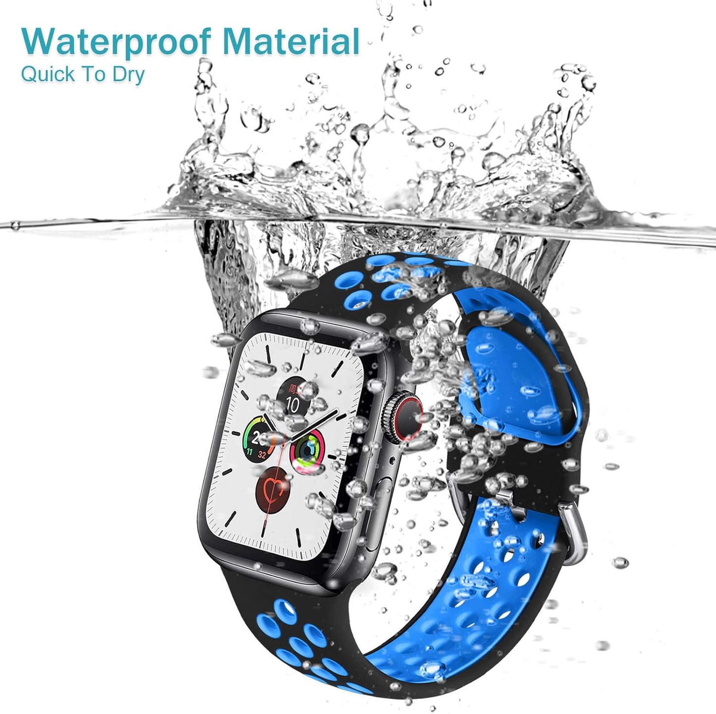 Pack 3 Replacement Strap Compatible with Apple Watch 44mm 42mm 38mm 40mm/41mm 45mm 49mm, Silicone Wrist Strap Sport Band