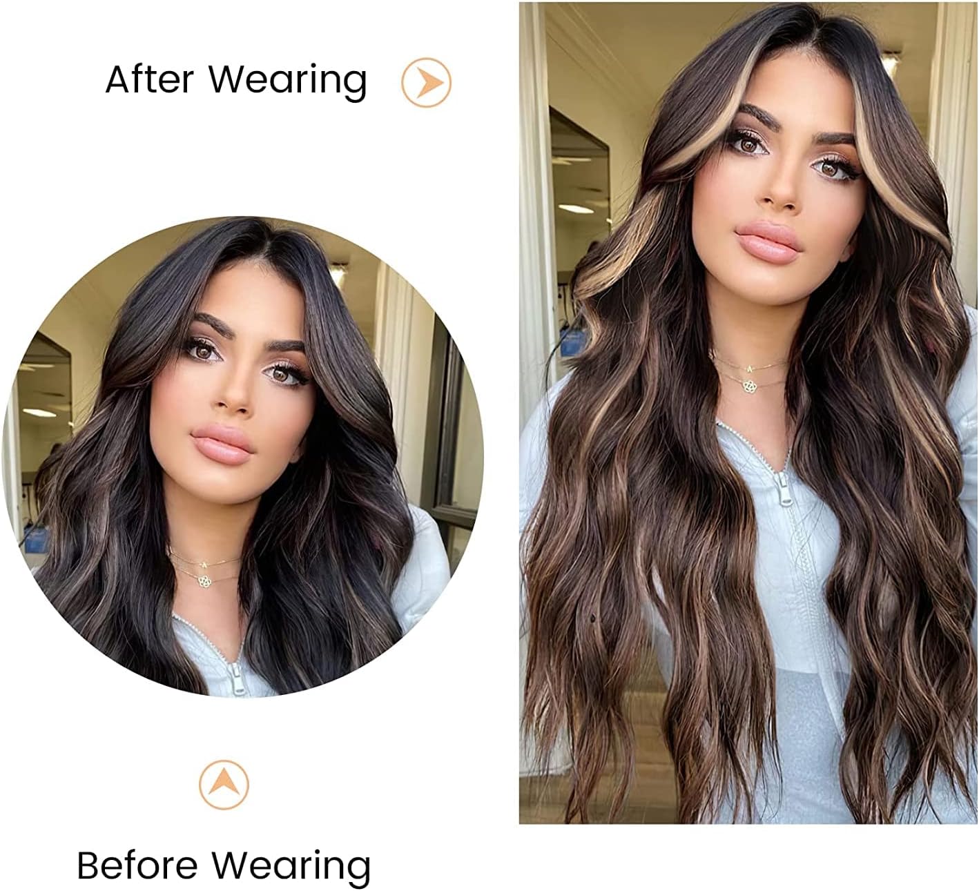 Wigs for Women Middle Part Curly Synthetic Hair Natural Looking Heat Resistant Fiber for Daily Party Use