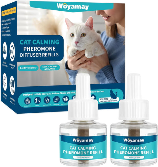 2 Pack Cat Calming Plug-in Refill, Calming Cat Pheromones Diffuser Refill - Cat Calming Diffuser Refills Relieve Anxiety & Stress 2 Month Supply