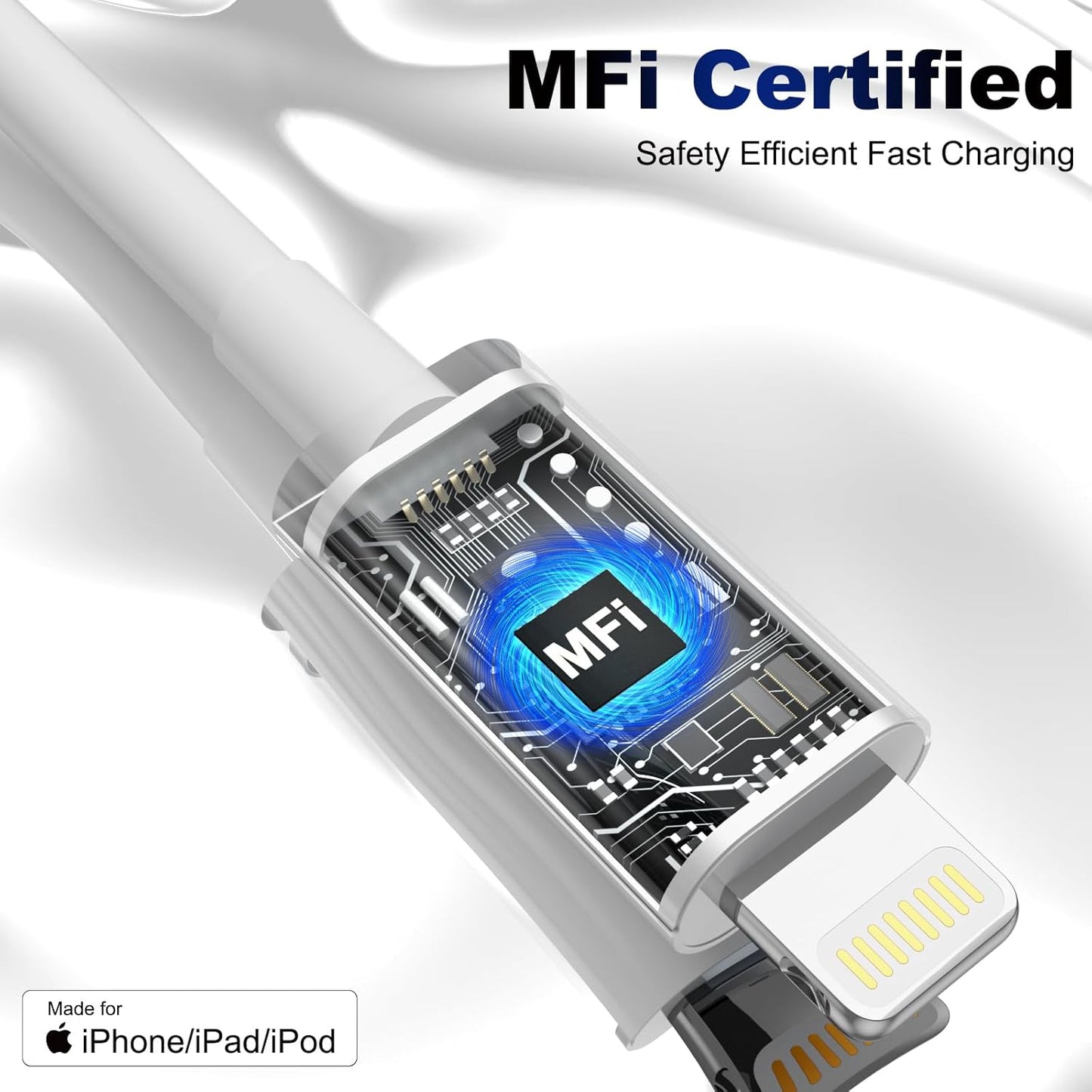 2Pack Car Apple Carplay Cable 1M, Apple MFi Certified Lightning Cable, iPhone Fast Charging Cable