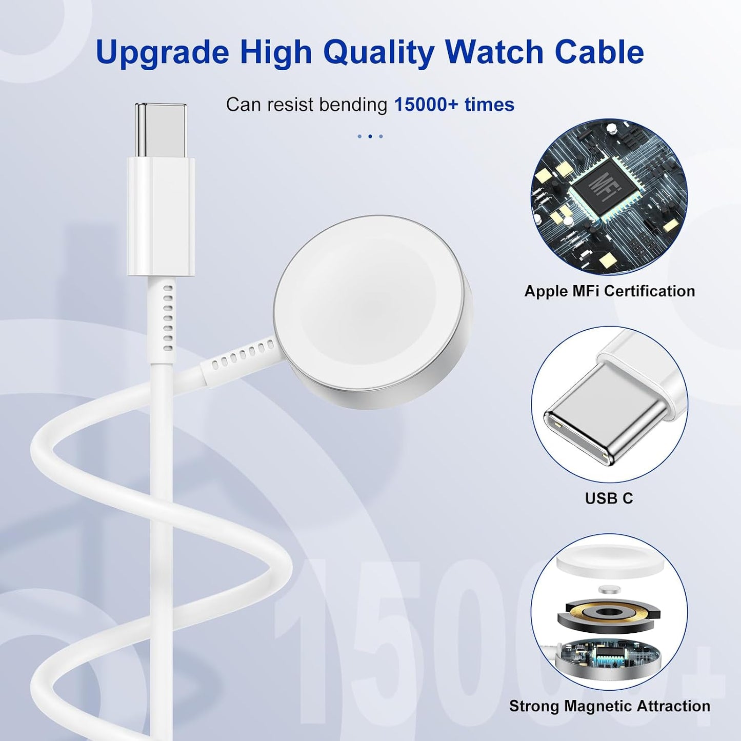 USB C Charging Cable for Apple Watch Series 8/7/6/5/SE - 2M Fast Charging Cord