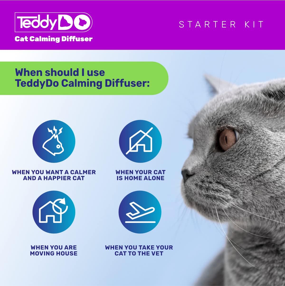 Cat Calming Diffuser Plug-In, 2x48ml Refills, Helps Reduce Scratching, Spraying & Anxiety, Safe Stress Relief