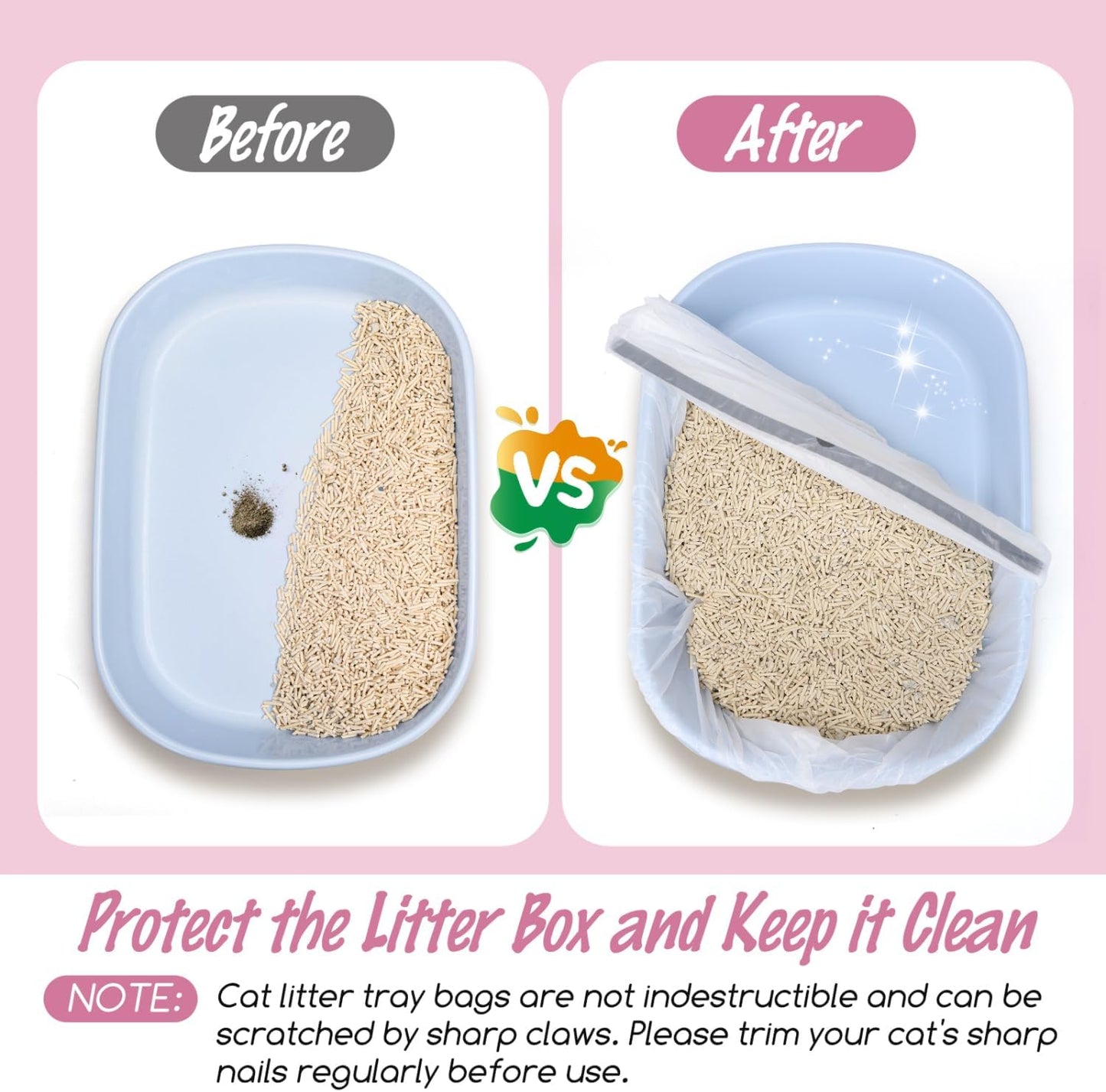 20Pcs XL Cat Litter Tray Liners With Drawstrings, 94x45cm Strong Durable Extra Large Cat Litter Tray Liners, 25 Microns Thickness Leak-Proof Cat Litter Bags for X-Large Litter Box, White