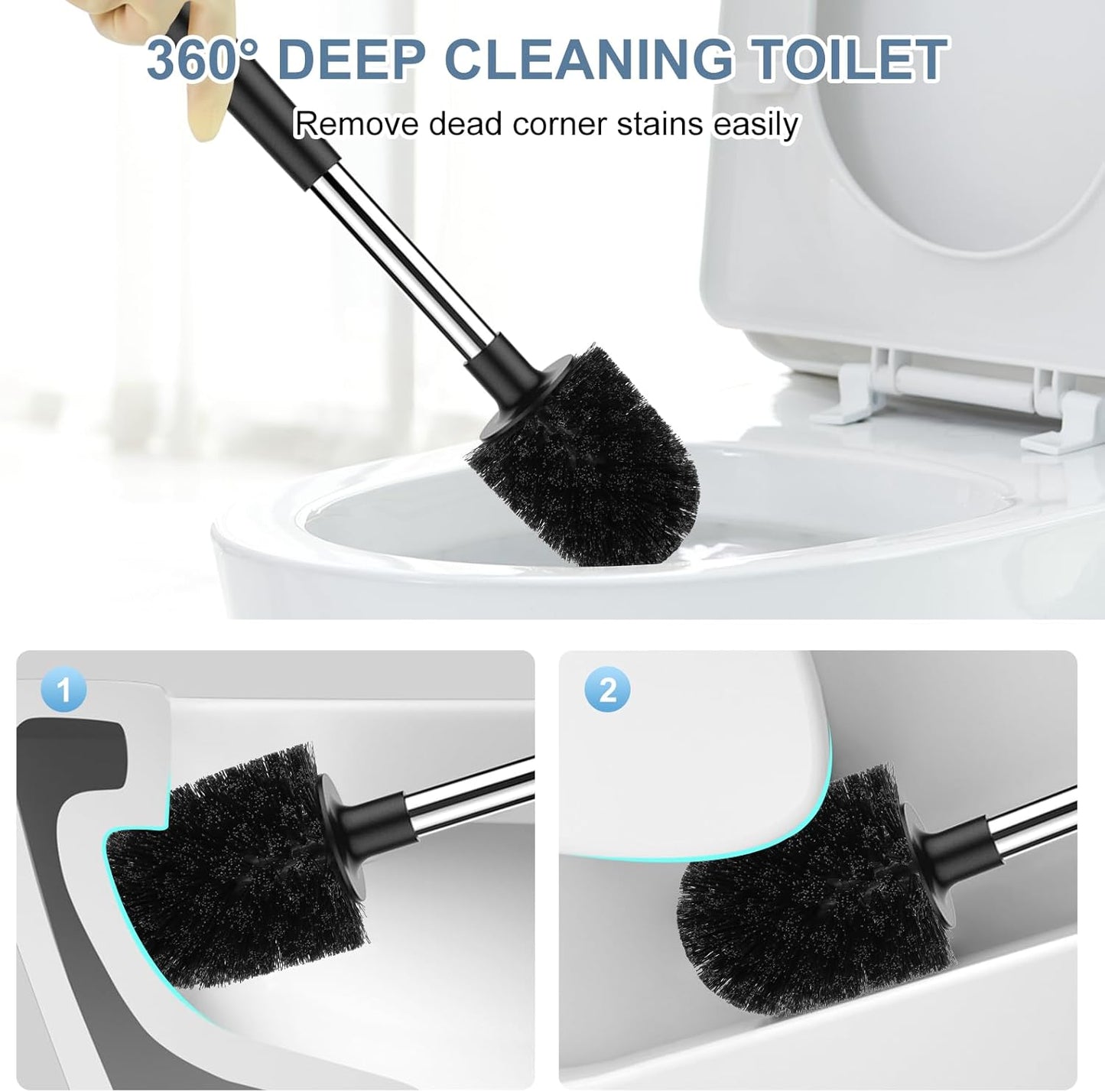 Toilet Bowl Brush and Holder Automatic Toilet Brushes for Bathroom with Holder Ventilated Toilet Cleaner Brush for Toilet Scrubber Cleaning