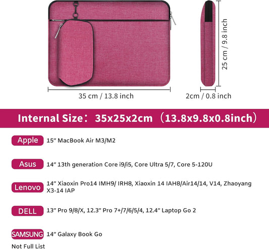 14-14.2 inch Laptop Sleeve Case, Waterproof Shock Resistant Lightweight Bag with Accessory Pocket, Protective Notebook Case with Detachable Small Bag, Compatible with 14.2” MacBook Pro A2442