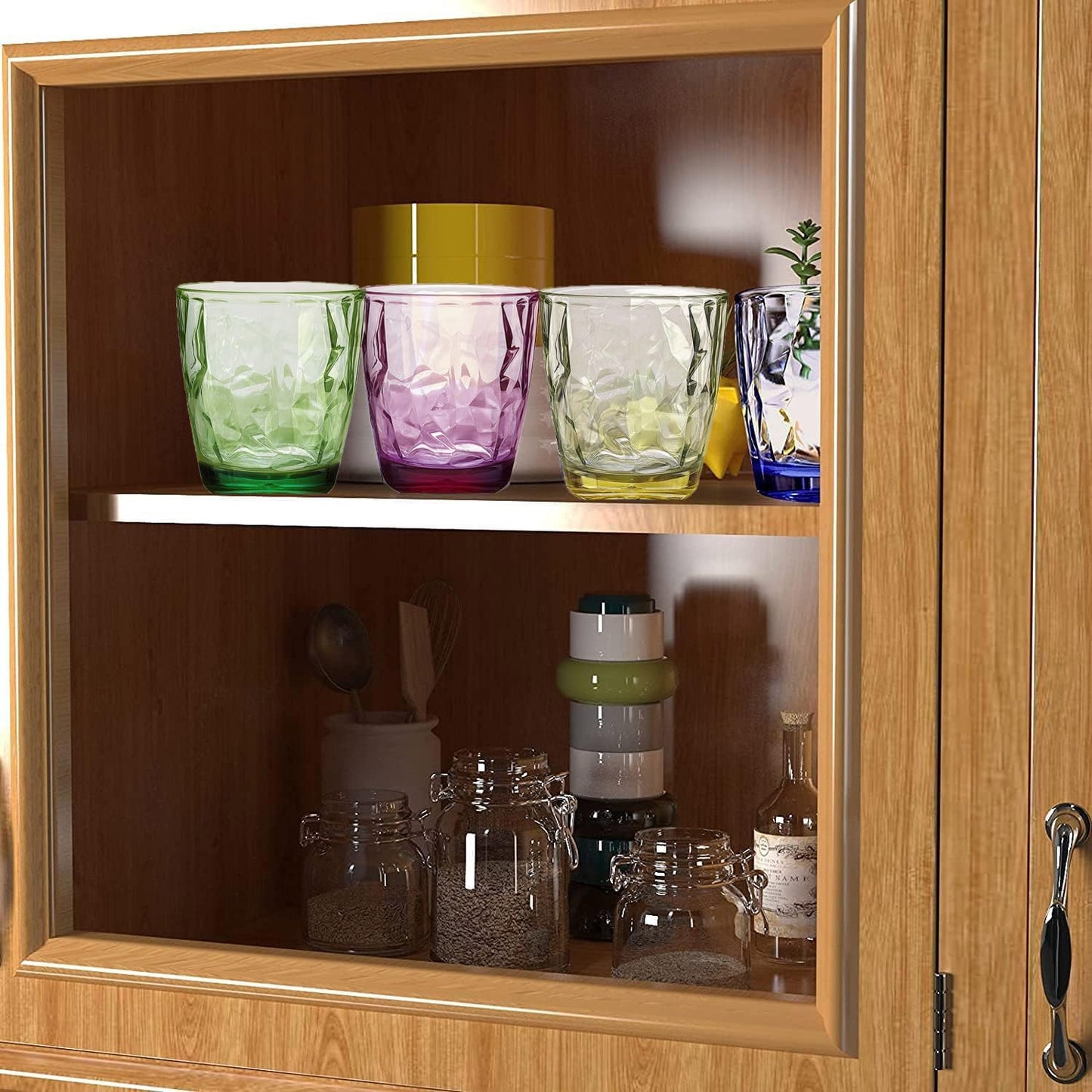 4 Pack Plastic Tumblers 380ml Plastic Acrylic Drinking Tumblers, 13 Oz Reusable Water Cups Stackable Glasses Cocktail Glasses for Everyday Use, Portable Water Tumblers for Picnic Party Camping