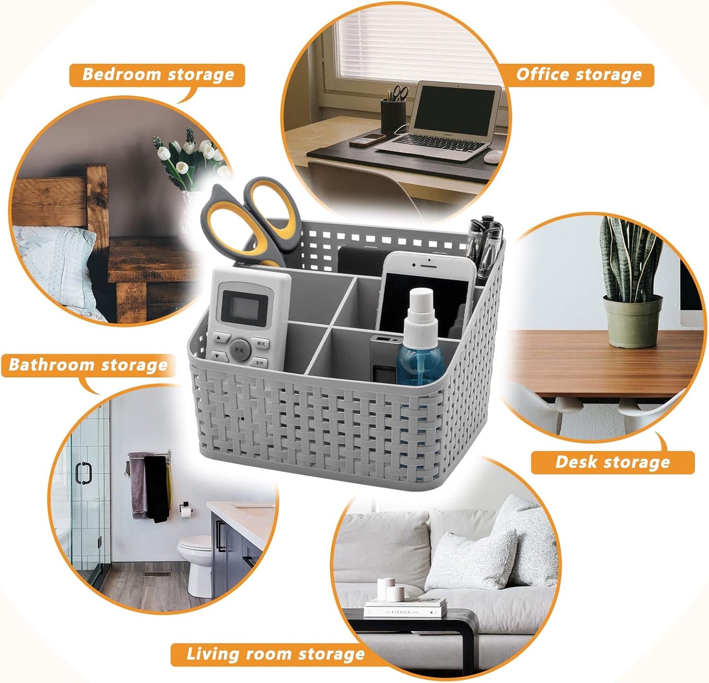 Storage Basket, Cosmetic Box Organiser,Plastic Storage Box Desktop 5 Grid Sub-grid Storage Case Multi-function Storage for Desktop Office Bedroom Countertop Home Kitchen