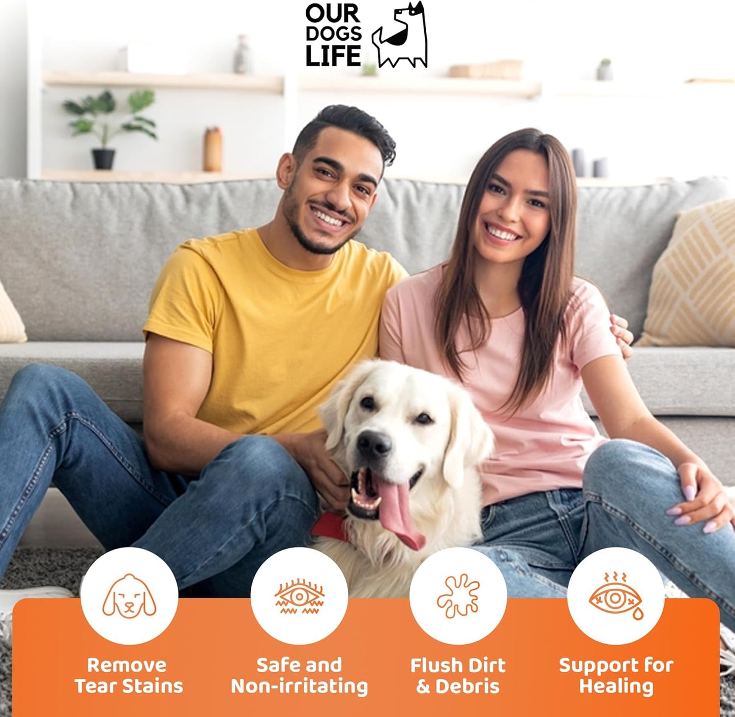 Antiseptic Dog Eye Drops - Tear Stain & Eye Crust Remover, Non-Irritating and Natural Eye Cleaning Solution for Dogs, Infection Prevention - Eye Drops for Dogs 100ml