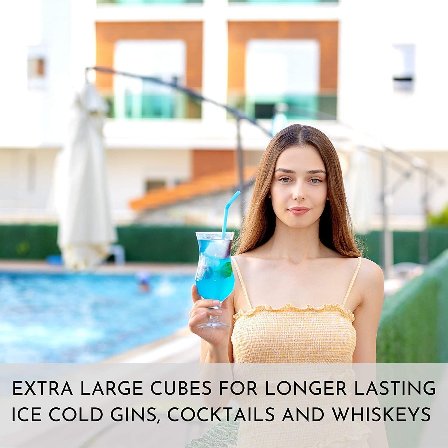 Silicone Freezer Containers - Large Ice Cube Tray with Lids Set of 2 - BPA Free - 16 Moulds for Baby Purees, Ice, Soup, Cocktails