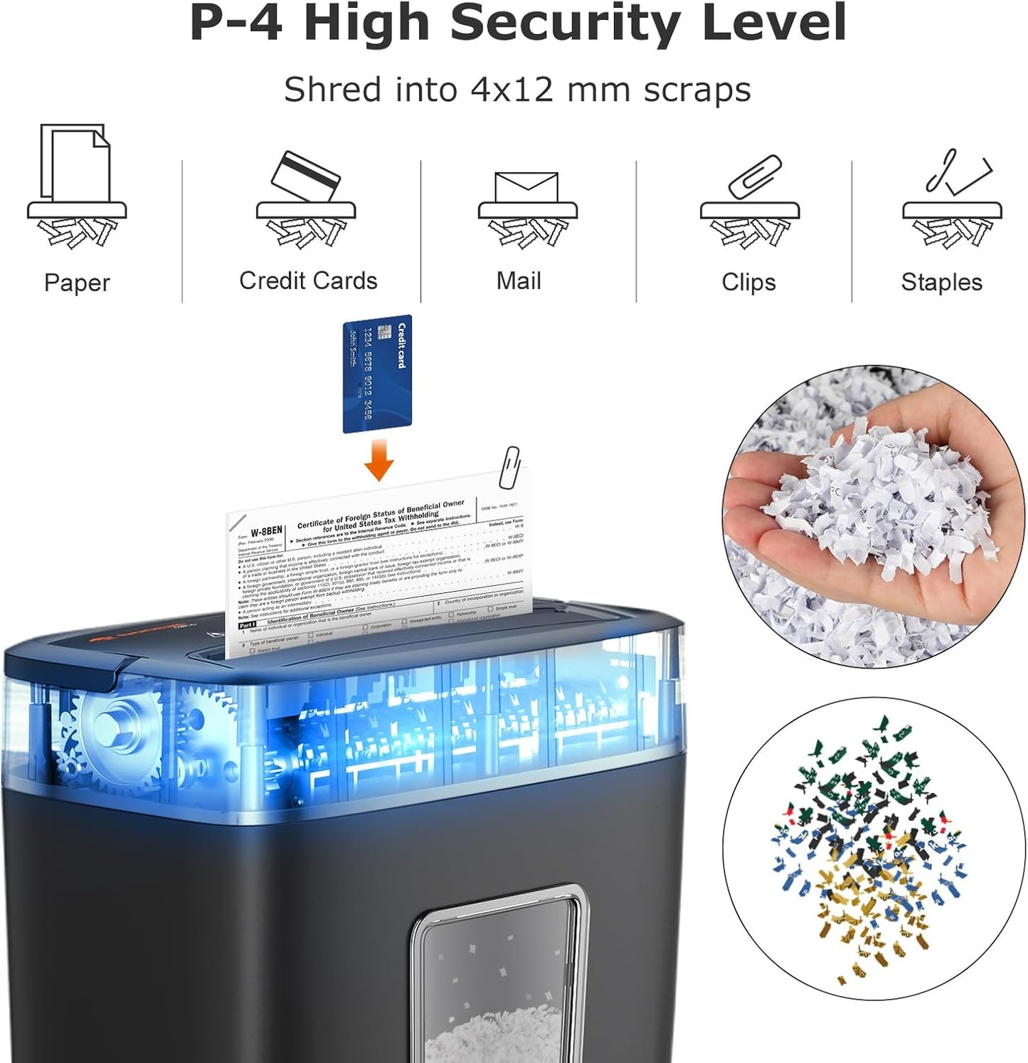 Bonsaii Cross Cut Paper Shredder, Compact Shredder for Home & Small Office Use, Shreds Credit Cards, Staples, and Clips, Portable Handle Design, 13L Bin (C237-B Upgrade Version)