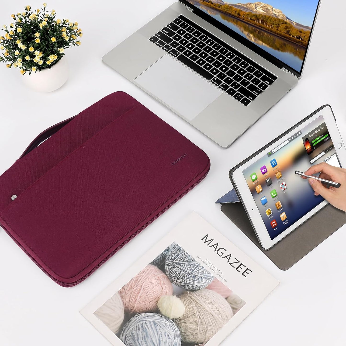 15.6 inch Laptop Sleeve Case with Handle Waterproof Carrying Bag for 15.6" ThinkPad E15 Gen 2 4/16" ThinkPad T16/HP Pavilion x360/LG,Wine