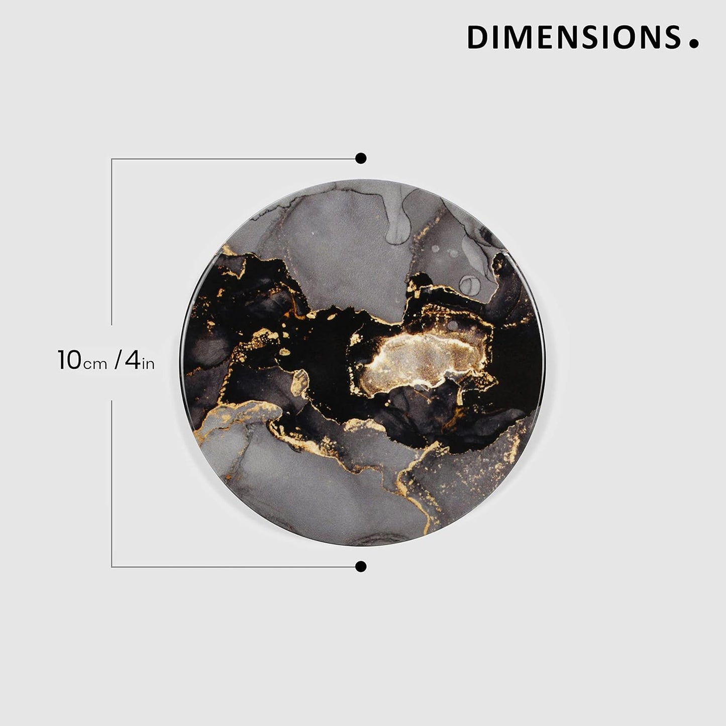 Homeware Marble Coasters Set of 4 - Stunning Decorative Coasters in GLOSS Finish, Elegant Stone with Cork Bottom - Night