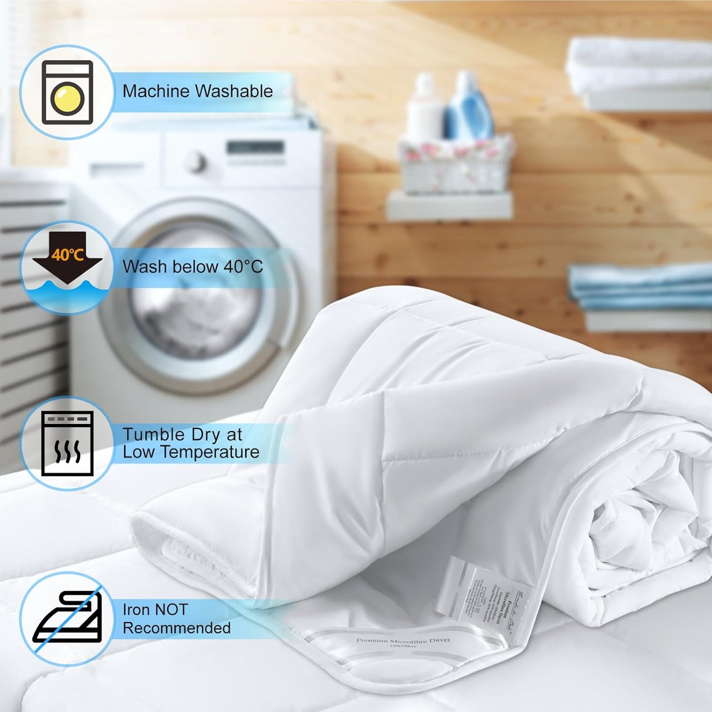 1.5 Tog Summer Duvet Single Size, Ultra Light & Thin Summer Microfiber Quilt with 100gsm Filling, Premium Soft & Lightweight for Summer, Hot Weather (1.5 Tog - Single)