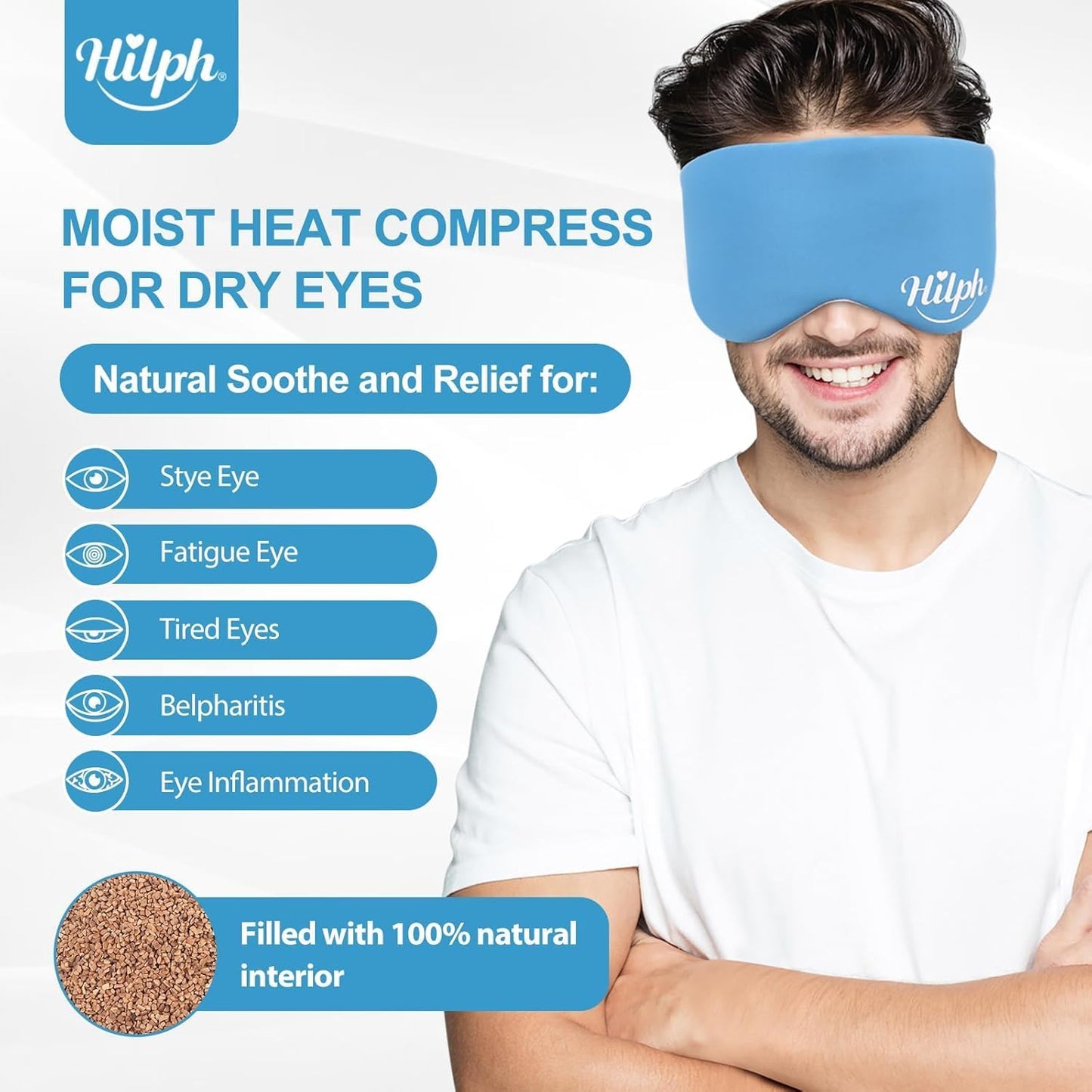Microwave-Activated Heat Mask for Dry Eyes Relief & Blepharitis, Reusable Washable Warm Compress