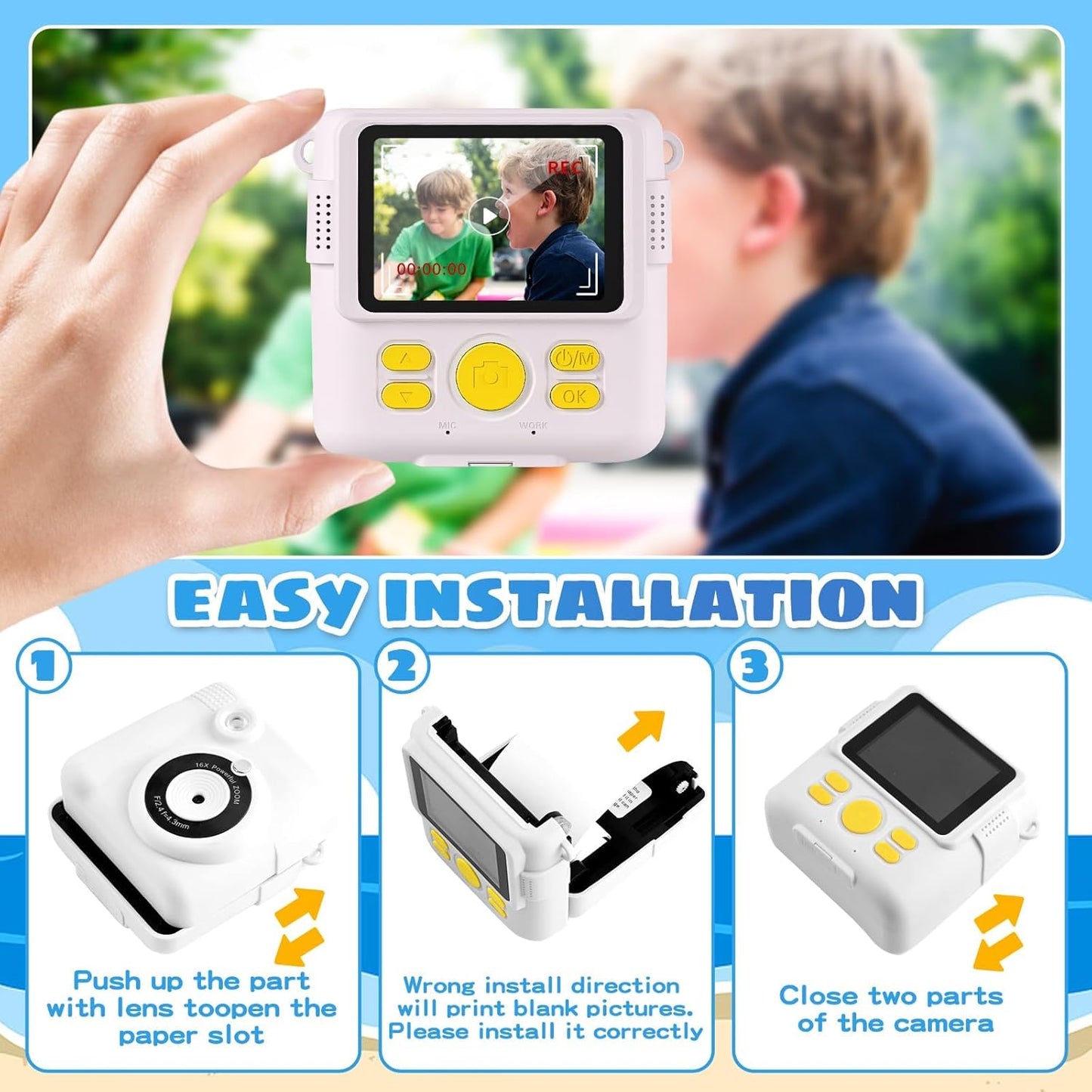 5 Rolls Kids Camera Print Paper Refill for Instant Print Camera BPA Free Photo Paper for Kids Instant Camera