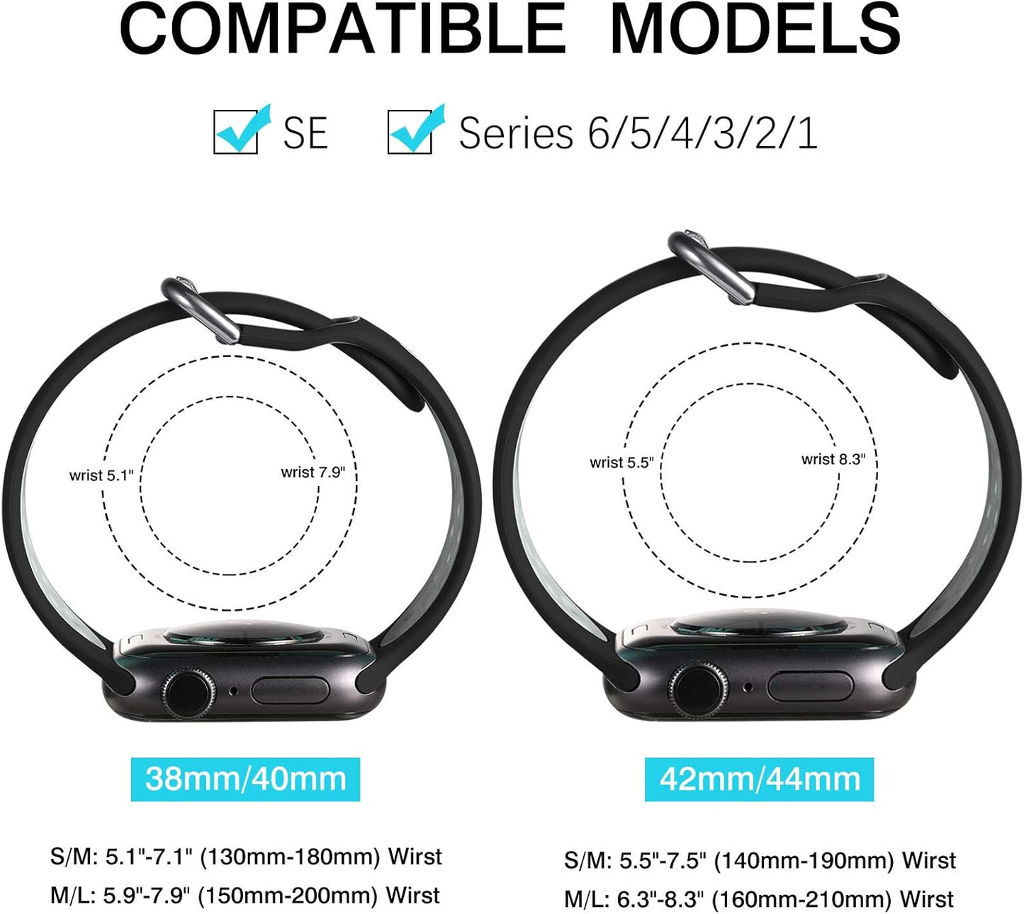 Pack 3 Replacement Strap Compatible with Apple Watch 44mm 42mm 38mm 40mm/41mm 45mm 49mm, Silicone Wrist Strap Sport Band