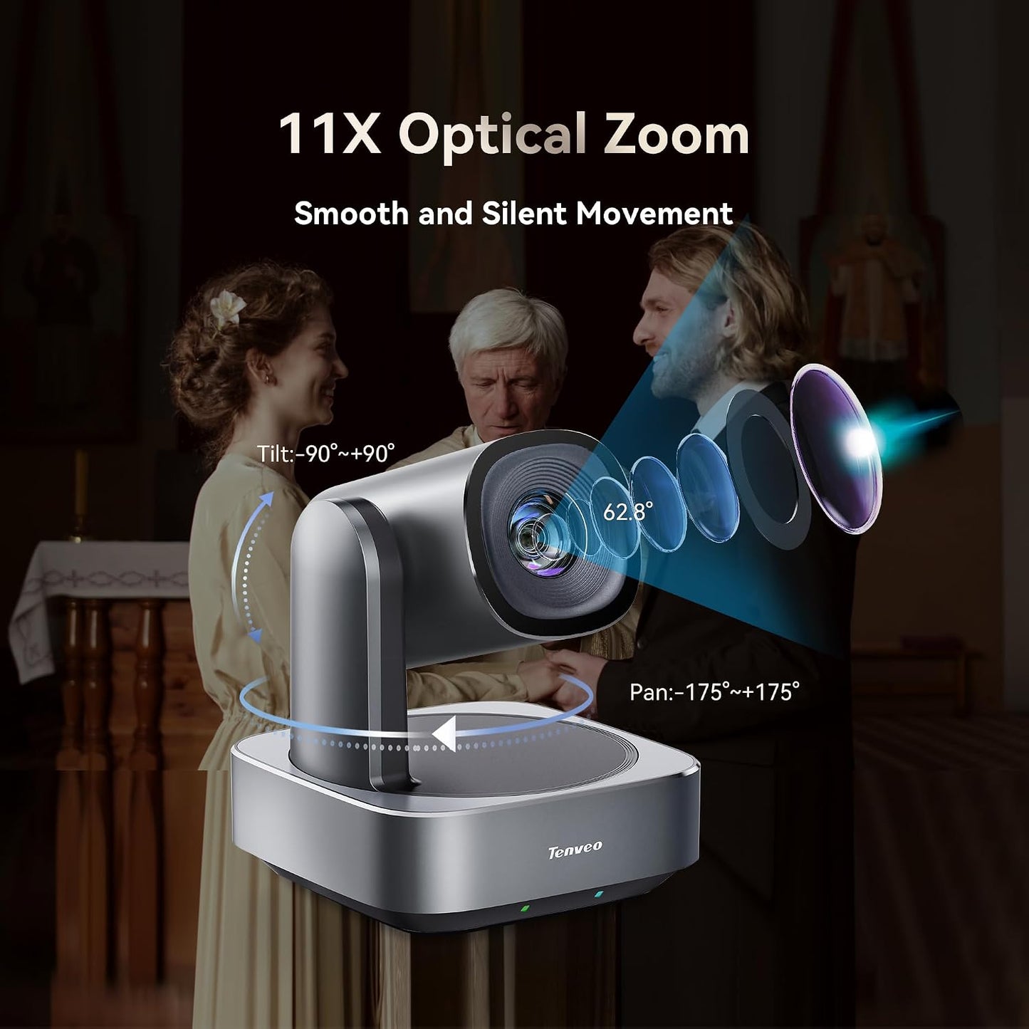 4K PTZ Camera with AI Humanoid & Face Auto-Tracking, 20X Optical+8X Digital Zoom, USB3.0/HDMI/LAN PoE IP Live Streaming
