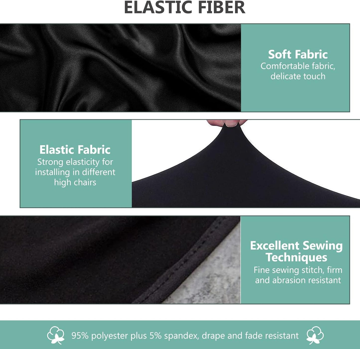 GLOBAL GOLDEN Chair Covers Removable Washable Dining Stretch Chair Covers Polyester Spandex Chair Slipcover for Wedding Dining Room Party Banquet (100, Flat Black)