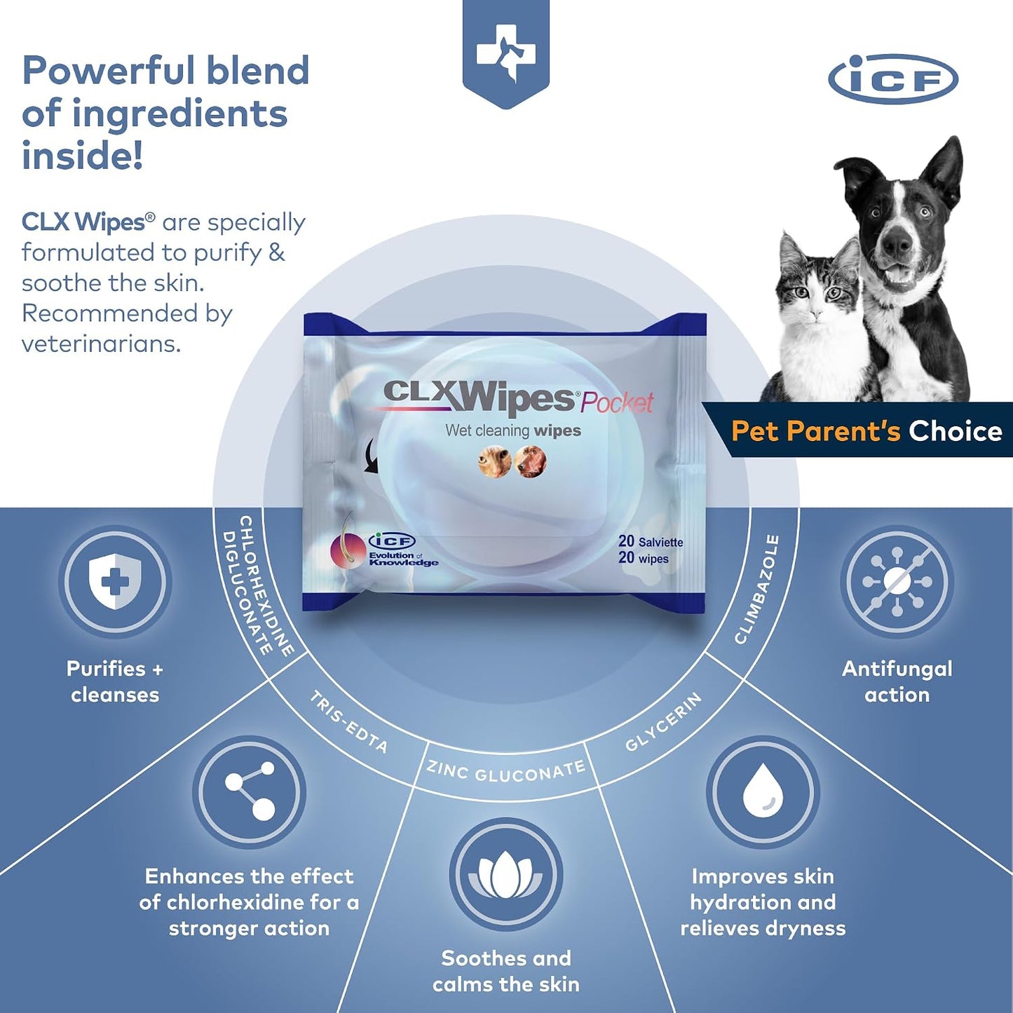 Pet Wipes for Gentle Cleaning of Paws, Ears & Skin Folds - Deodorizing & Moisturizing No-Rinse Formula