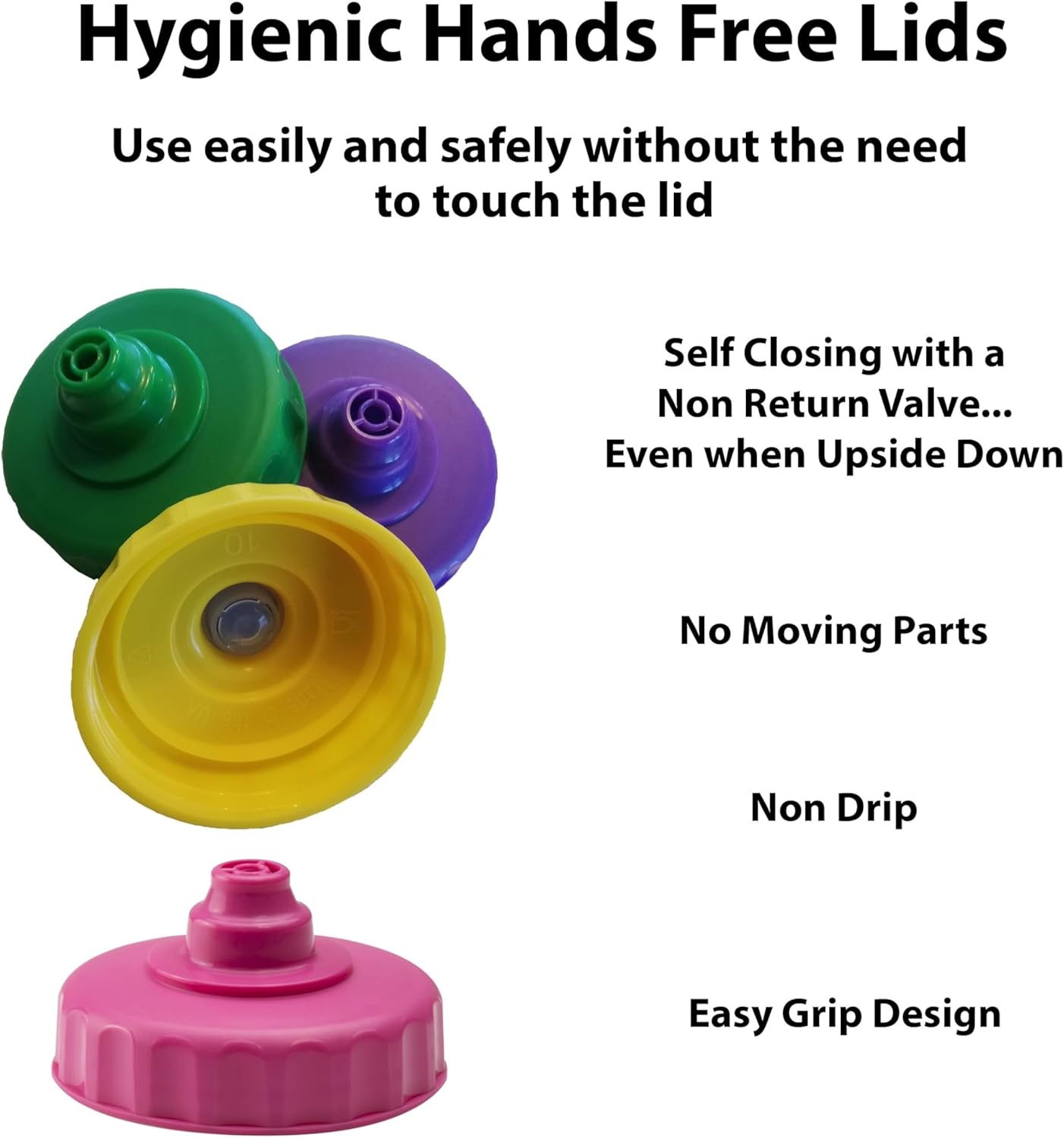 300ml Children's Small Reusable Water Bottles - 4 Pack - Hands Free Lid - Spill Proof - Leakproof Spout - BPA Free - Dishwasher Safe - Sports - School - Clubs (Green Yellow Red Blue)