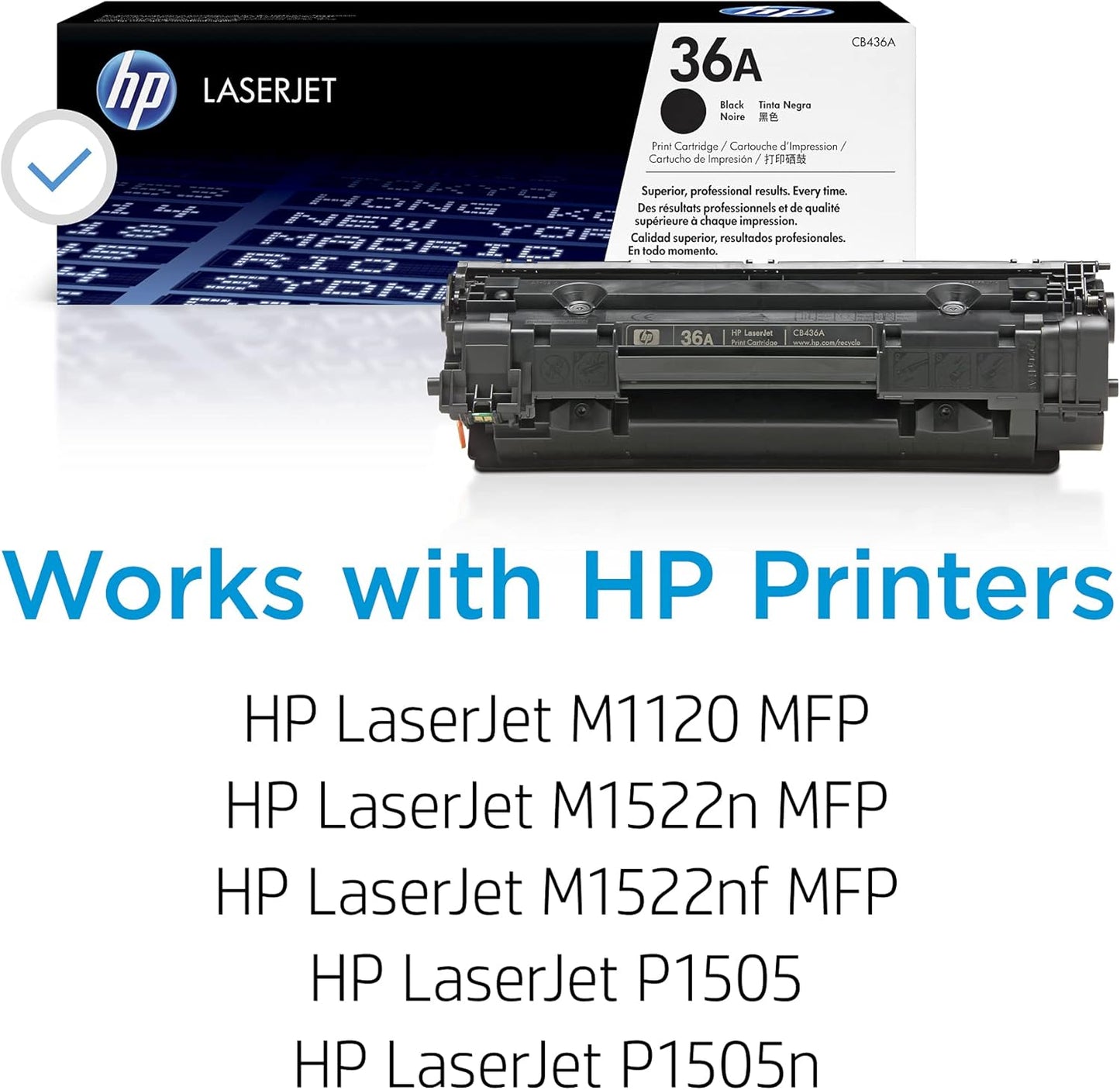 HP CB436A 36A Original LaserJet Toner Cartridge, Black, Single Pack
