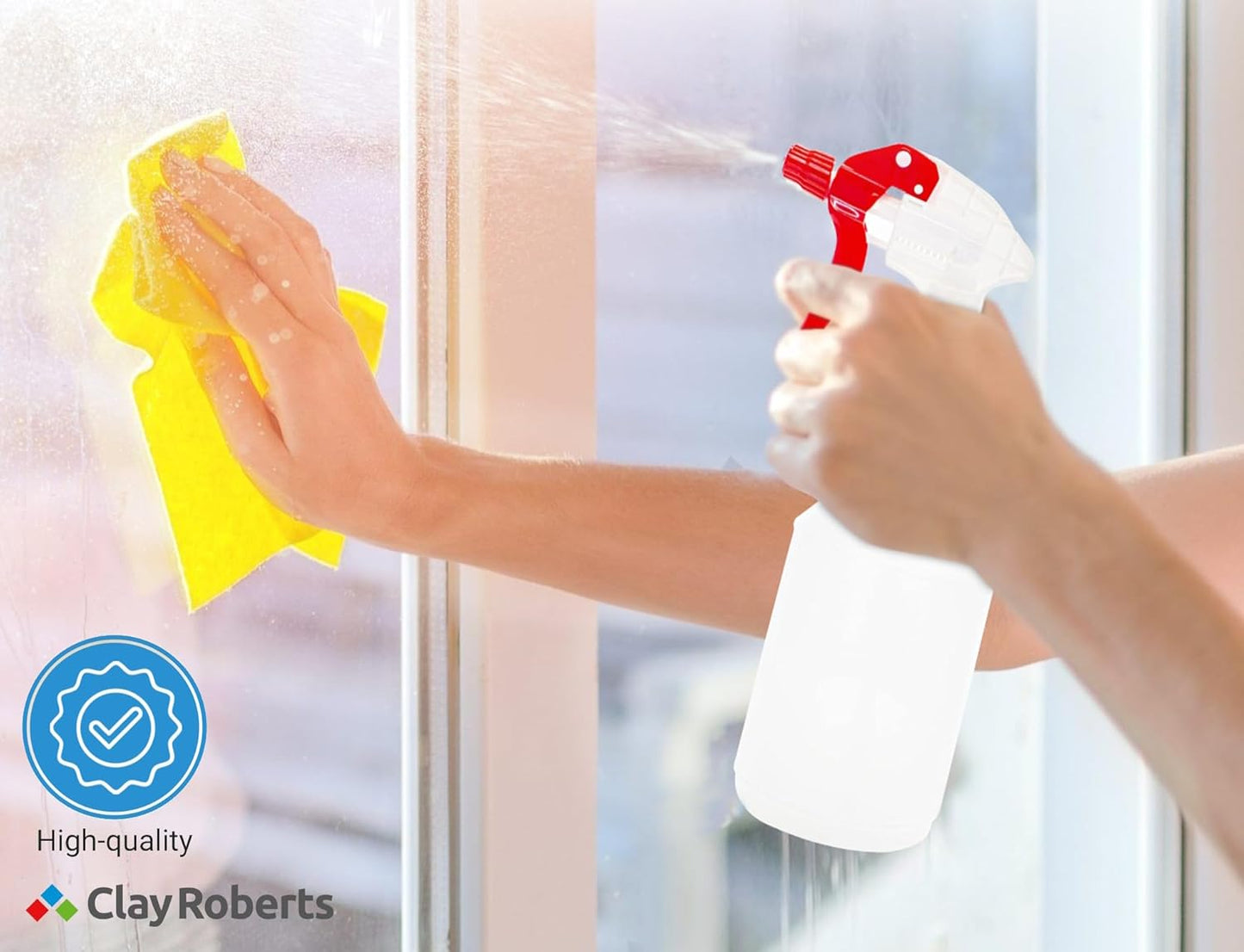 Clay Roberts Water Spray Bottles, Mist and Jet Settings, Pack of 3, Blue, 750ml, Measuring Gauge, Blue Spray Bottles, Cleaning, Gardening, Sprayer Bottle, Water for Cleaning