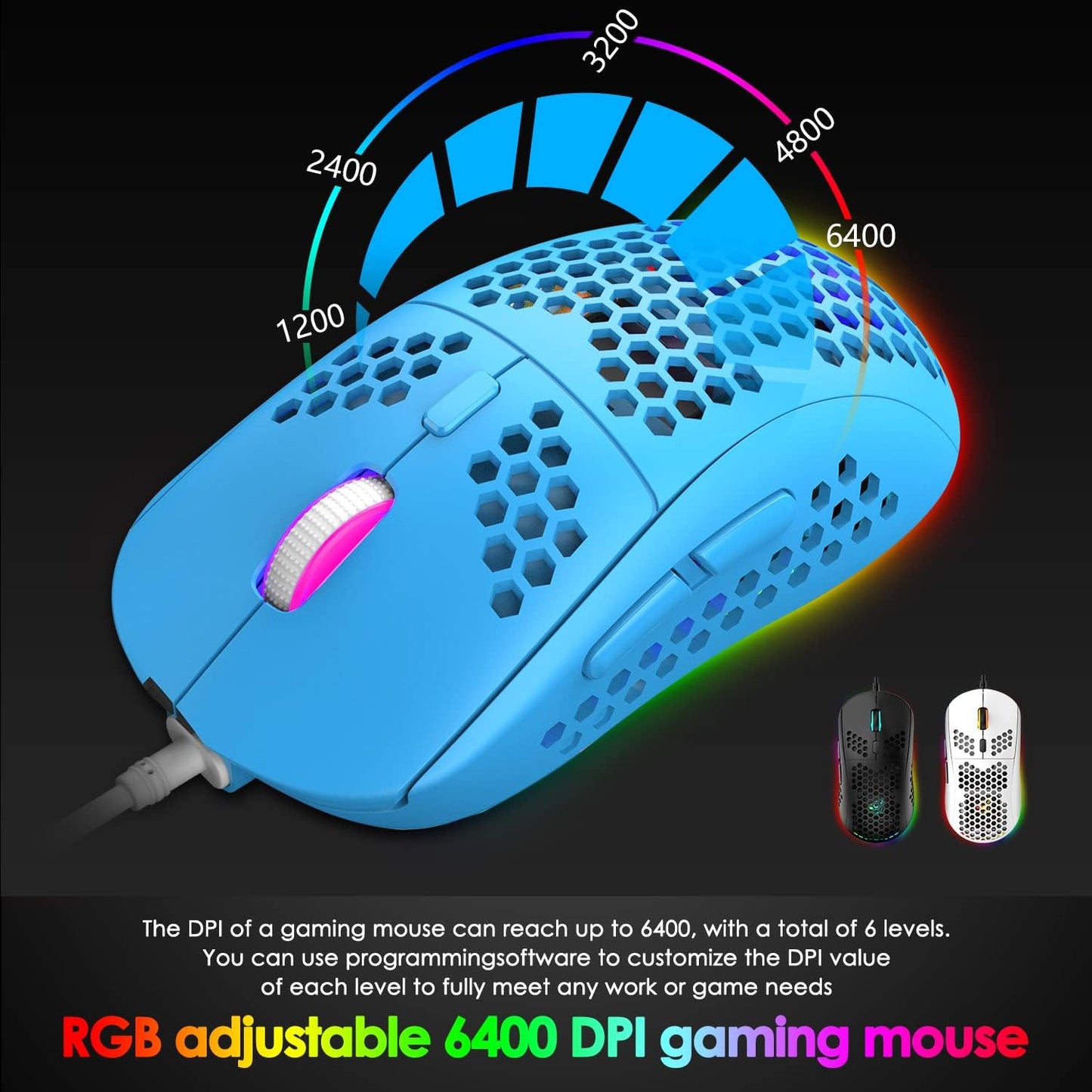 UK Gaming Keyboard Mouse Combo with RGB Backlit Keys and Programmable Mouse
