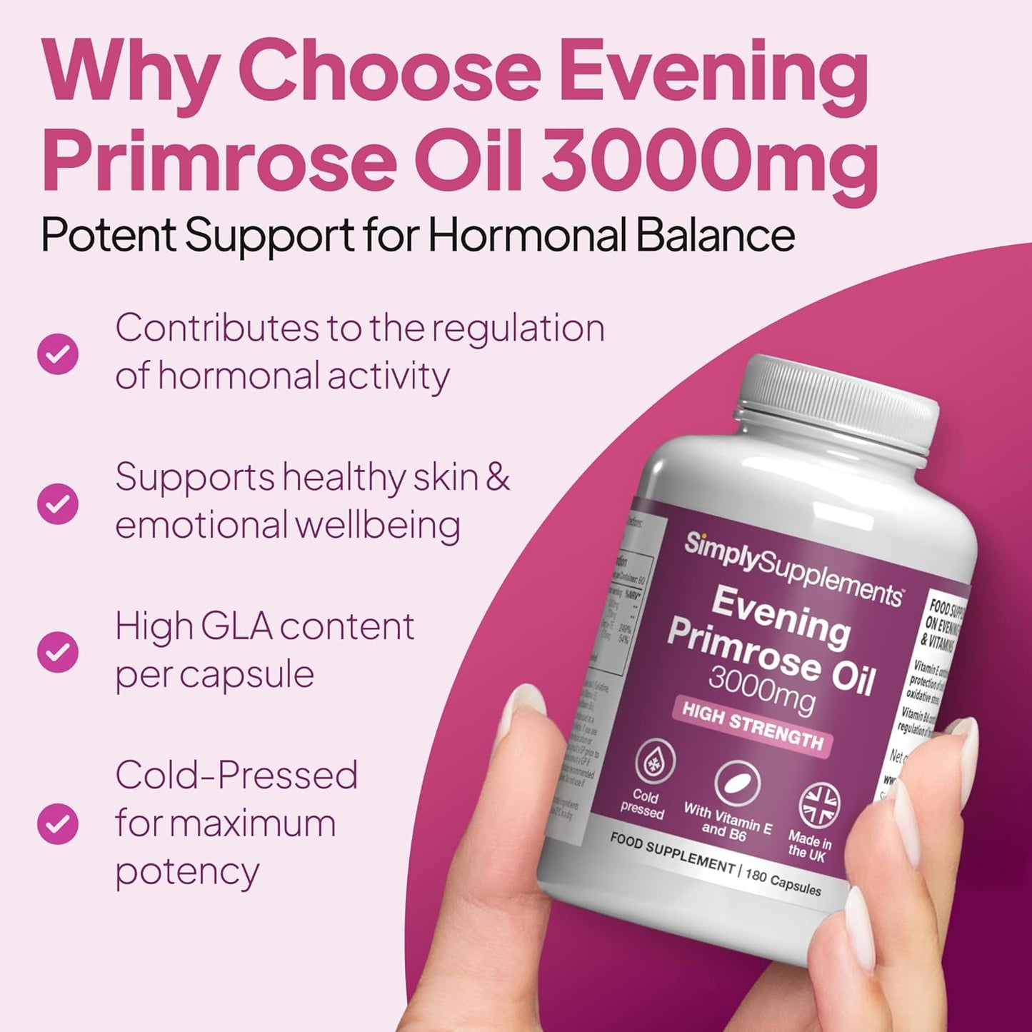 Evening Primrose Oil 3000mg Capsules with Vitamins B6 & E
