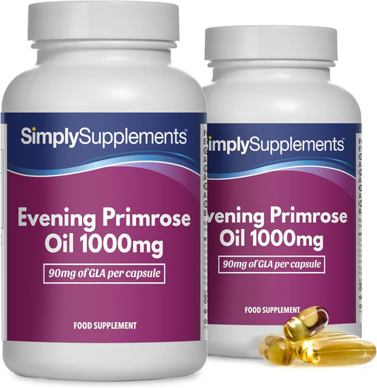Primrose Oil 1000mg Capsules | Supports Hormonal Balance & Healthy Skin | with Added Vitamins B6 & E
