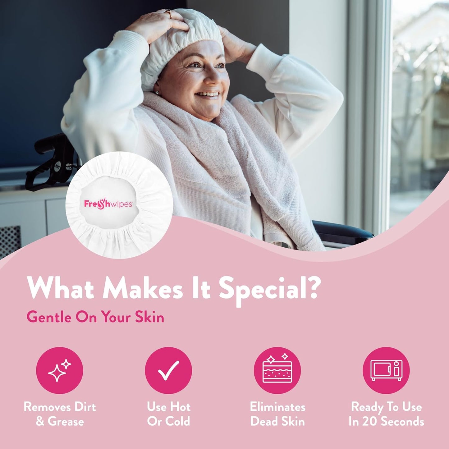 Shampoo Cap Pack of 5 - No Rinse for Elderly or Disabled - Cleanses & Conditions With Aloe Vera & Pro Vitamin B5 - For No Shower Access, Camping & Festival Use - Dermatologically Tested