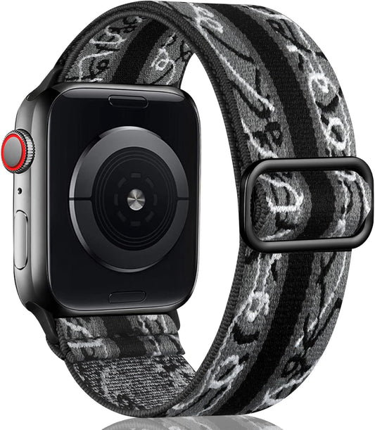 Solo Loop Strap Compatible with Apple Watch Strap 38mm 40mm 41mm 42mm 44mm 45mm 46mm 49mm, Adjustable Stretch Nylon Braided Sport Strap