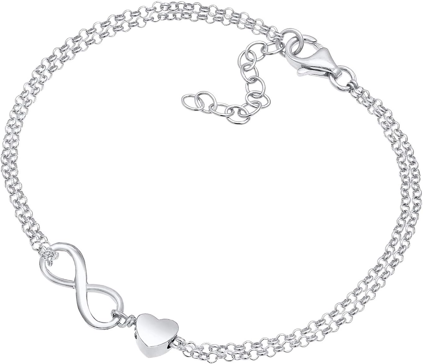 Bracelet Women Heart Love Intertwined in 925 Sterling Silver